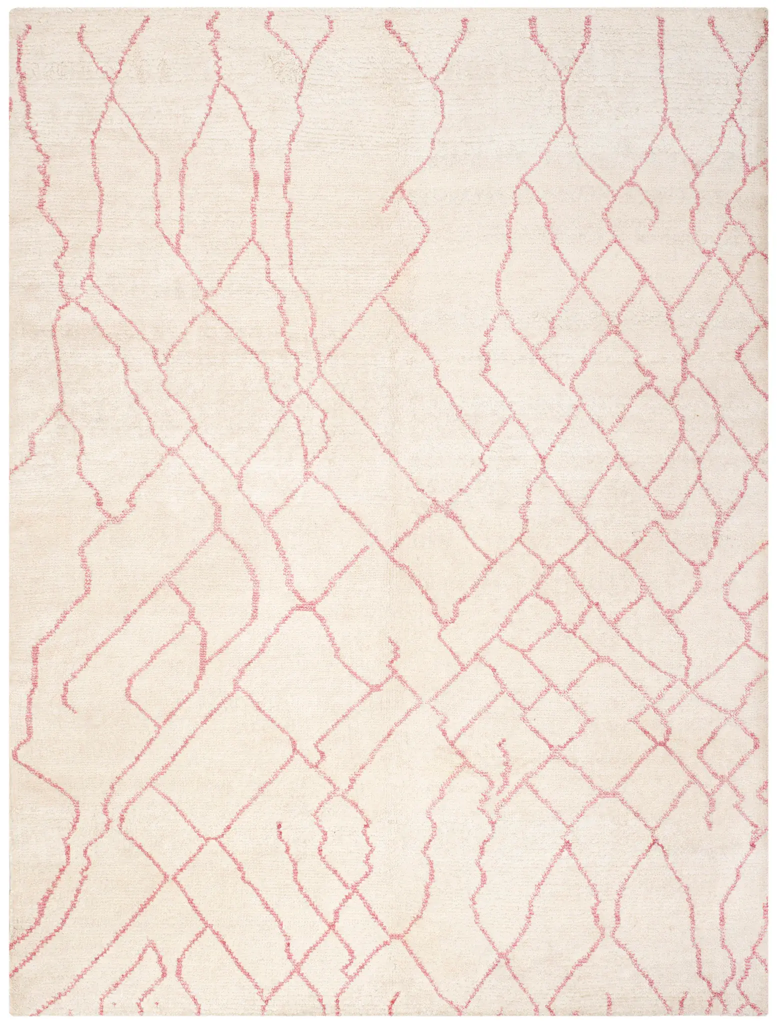 Moroccan Modern Branching Trellis Hand-Knotted Rug