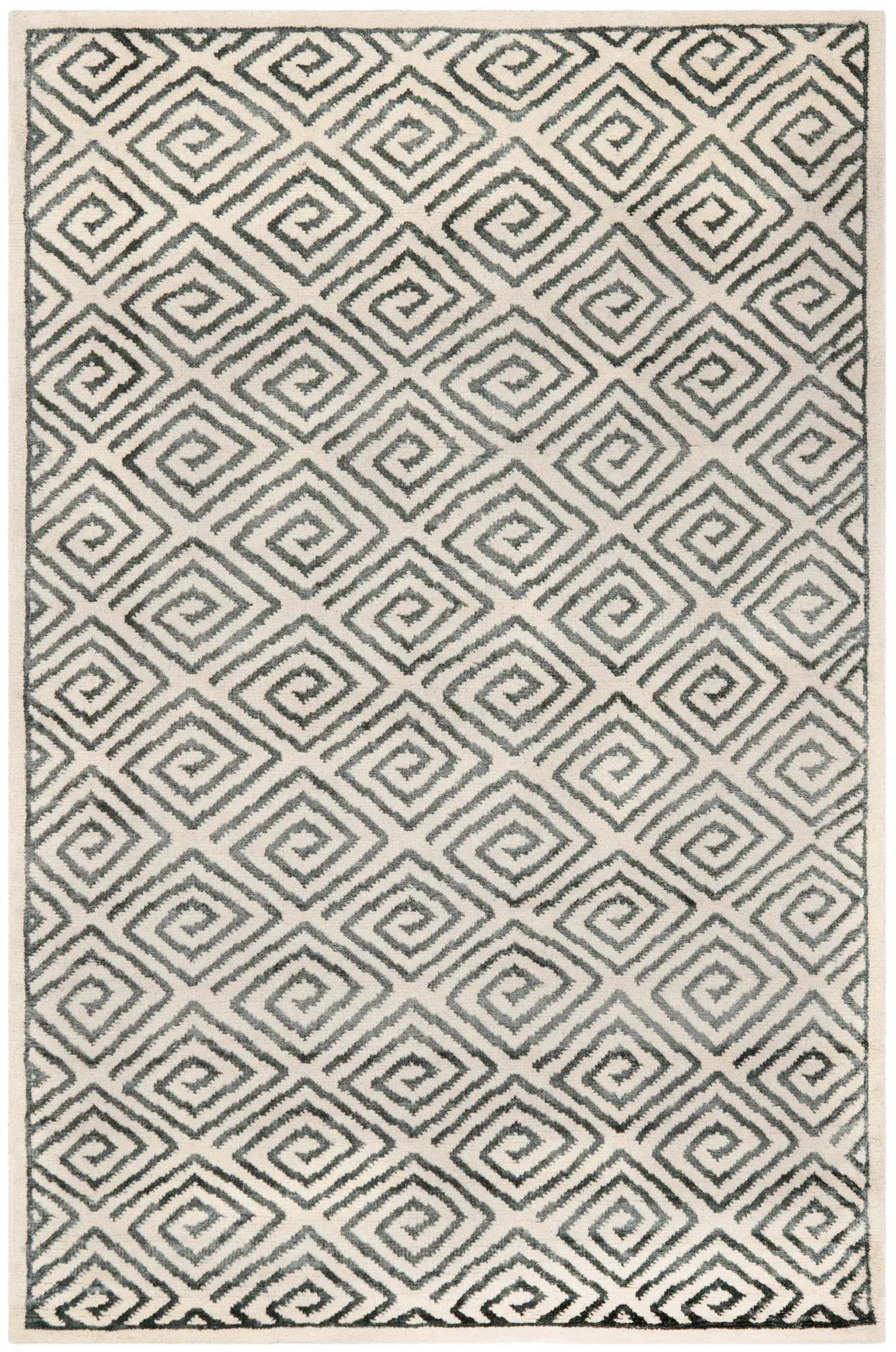 Mosaic Spiral Diamond Hand-Knotted Rug