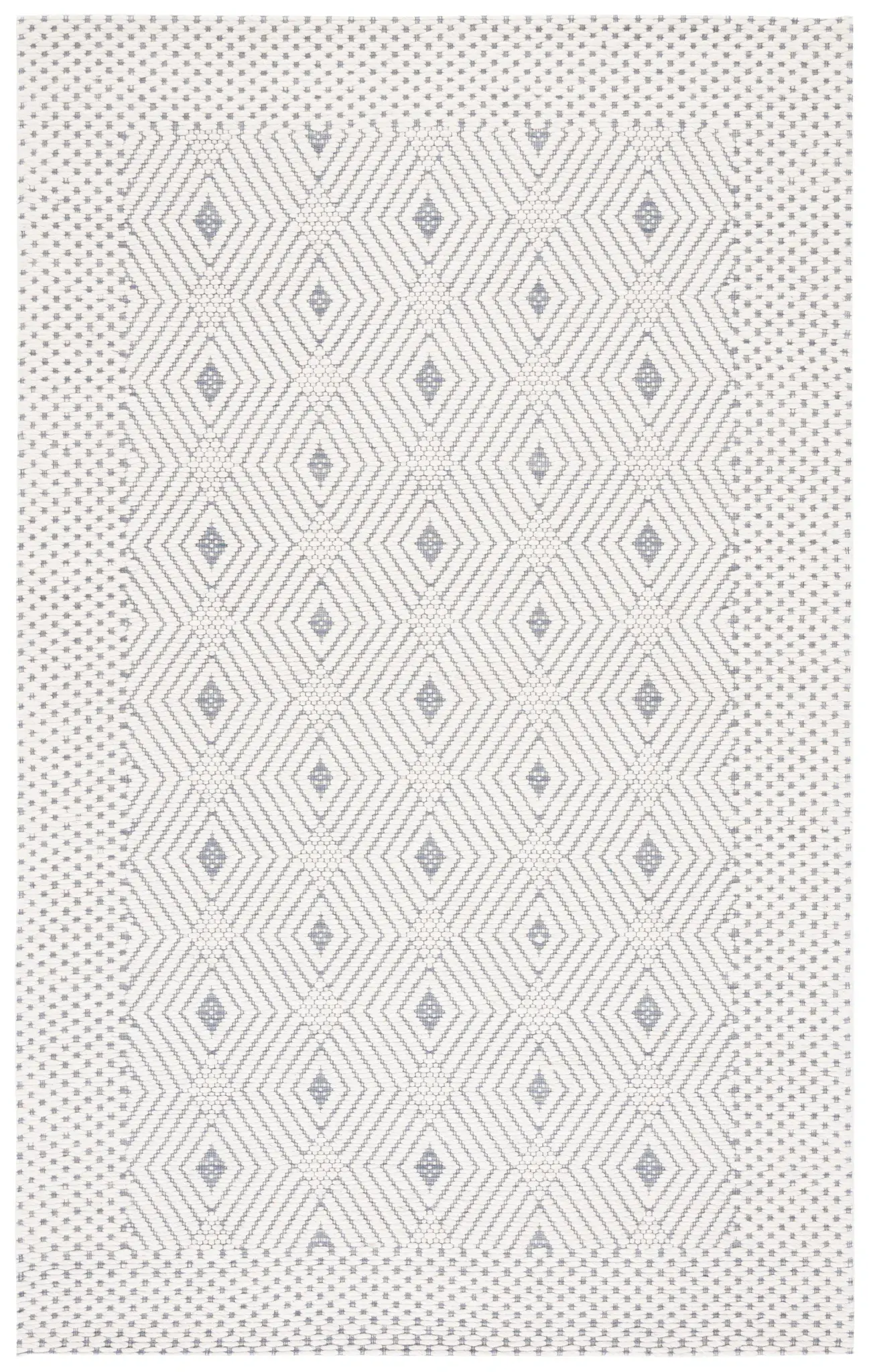 Marbella Nested Diamond Border Hand-Woven Wool Blend Rug