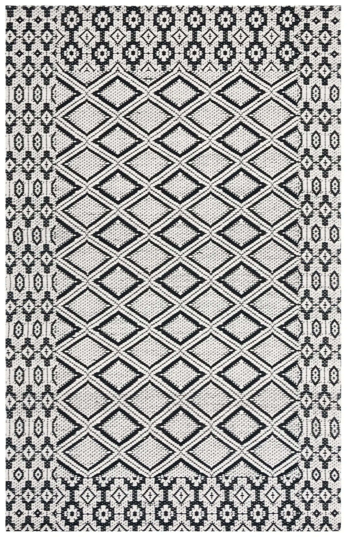 Marbella Diamond Border Hand-Woven Wool Rug
