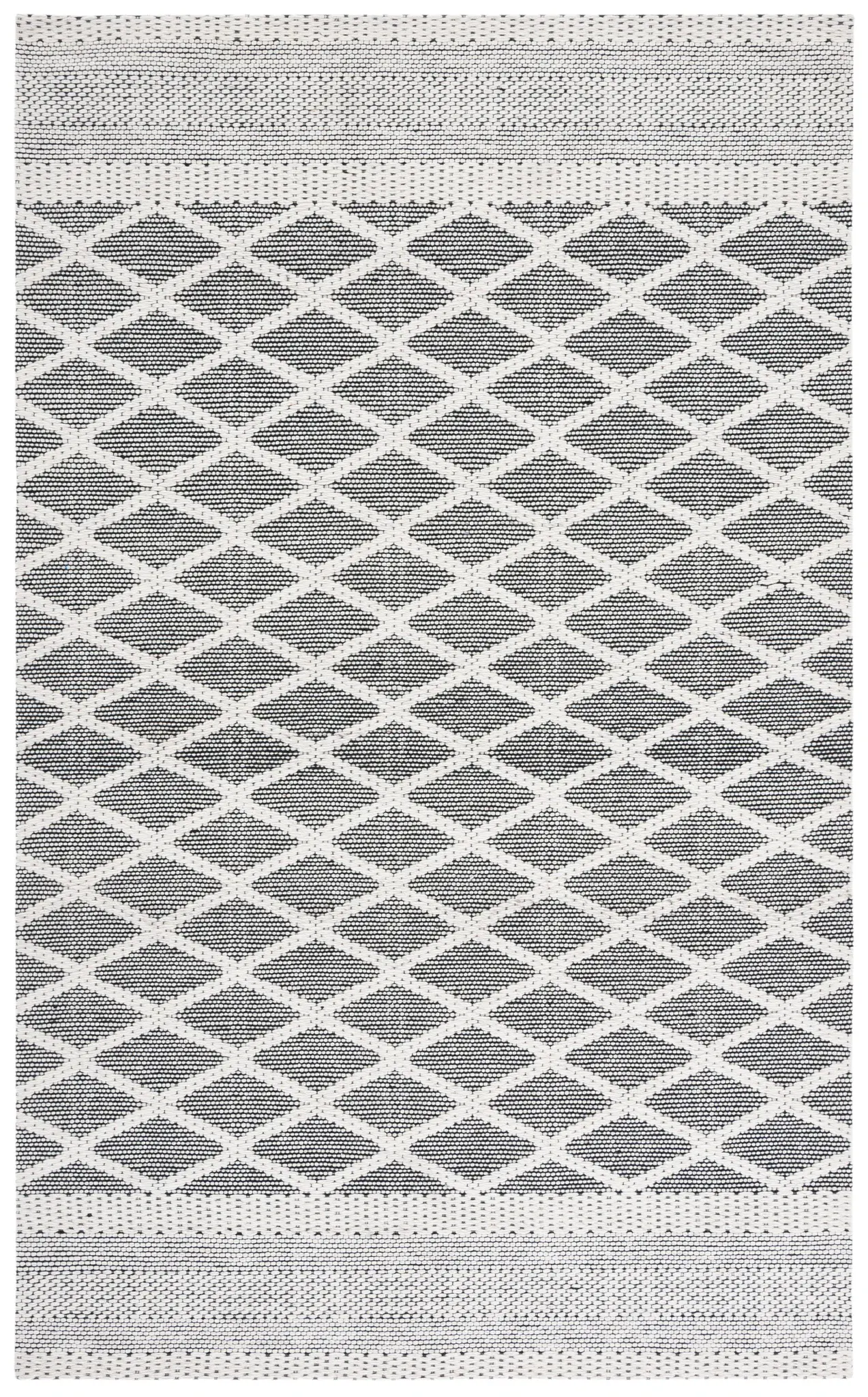 Marbella Banded Diamond Lattice Hand-Woven Wool Rug