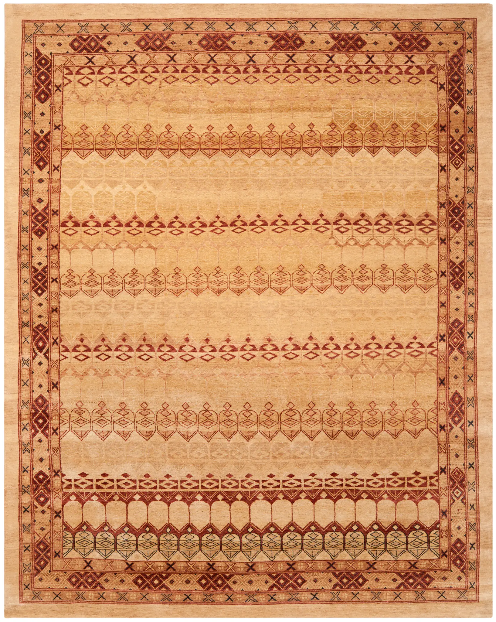 Marrakesh Banded Tribal Hand-Knotted Wool Rug