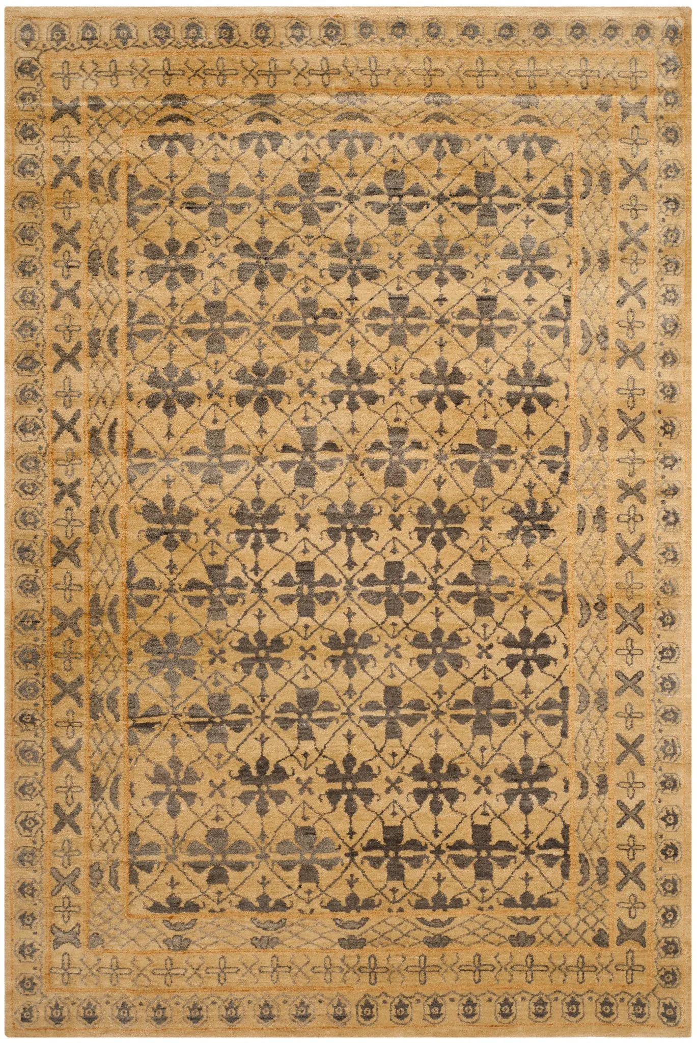 Marrakesh Floral Trellis Hand-Knotted Wool Rug