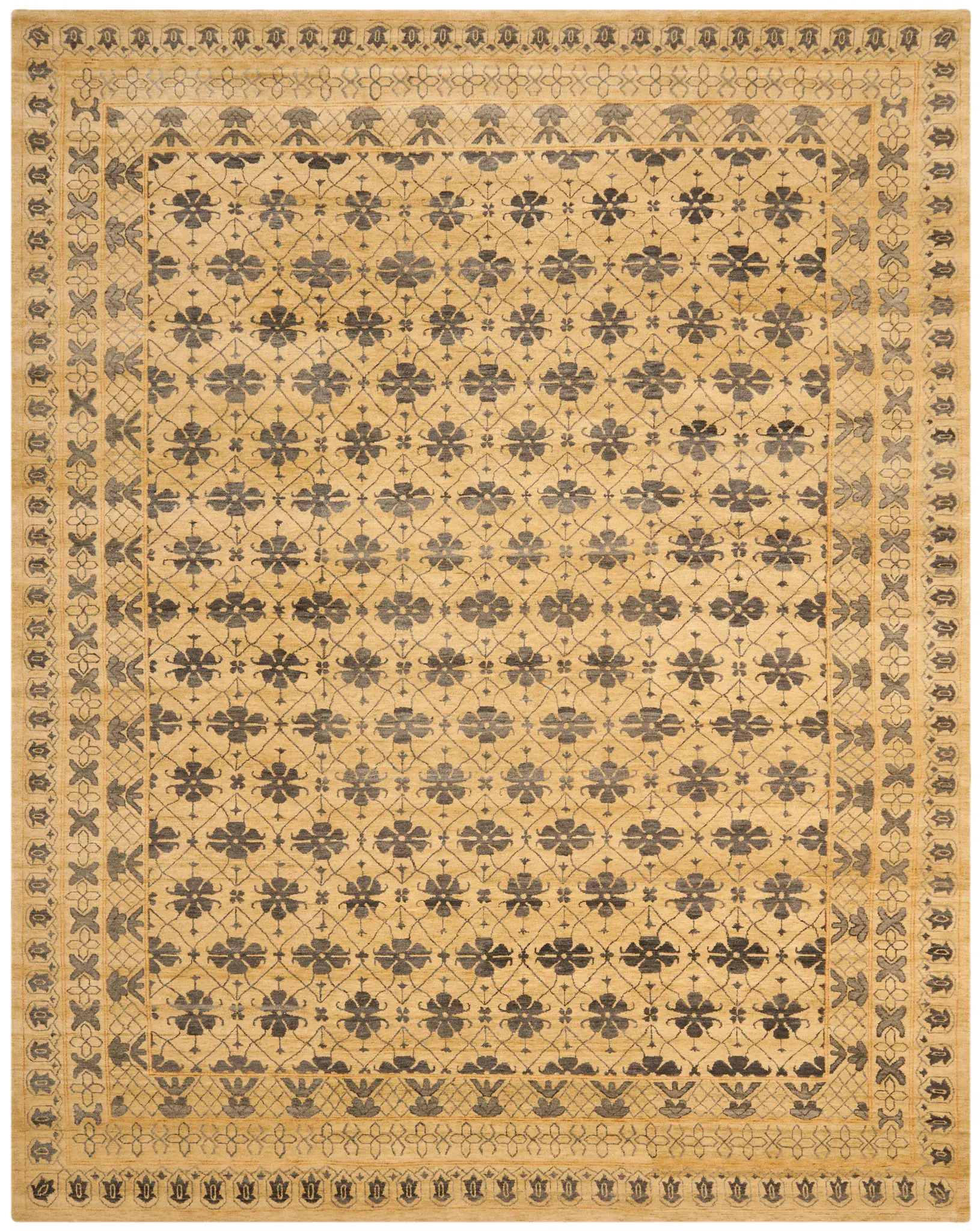 Marrakesh Floral Trellis Hand-Knotted Wool Rug