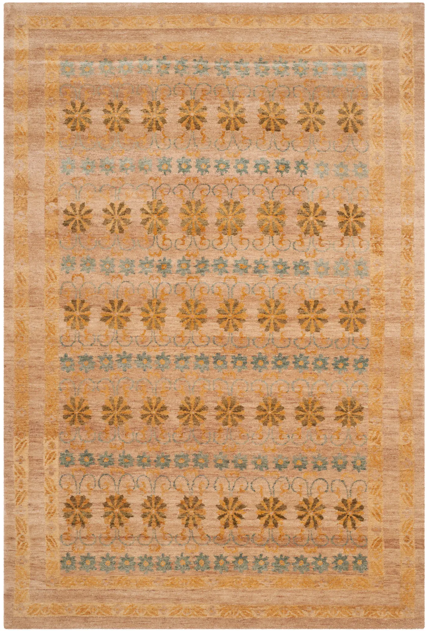 Marrakesh Banded Floral Hand-Knotted Wool Rug