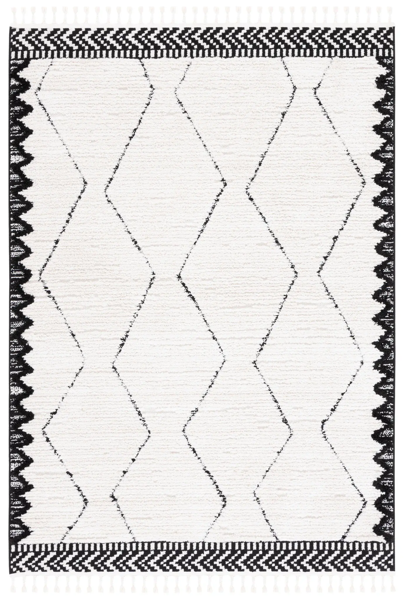 Marrakesh Bordered Tribal Diamond Shag Rug