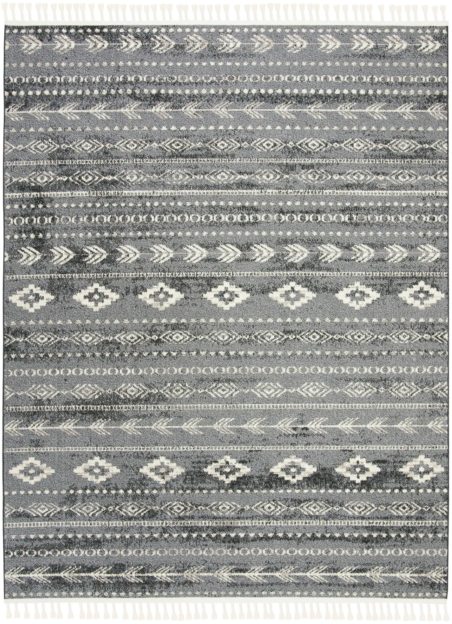 Marrakesh Banded Tribal Fringe Rug