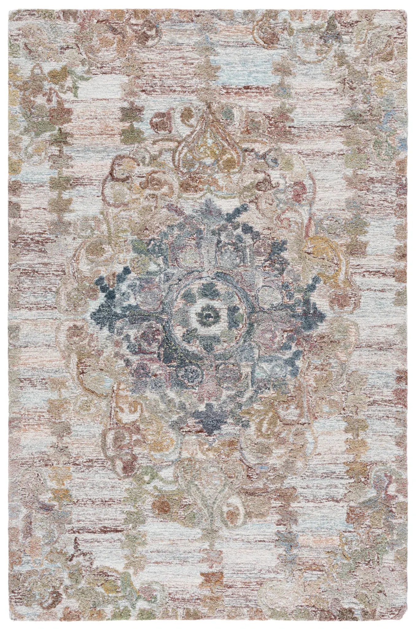 Marquee Faded Floral Bordered Hand-Tufted Rug