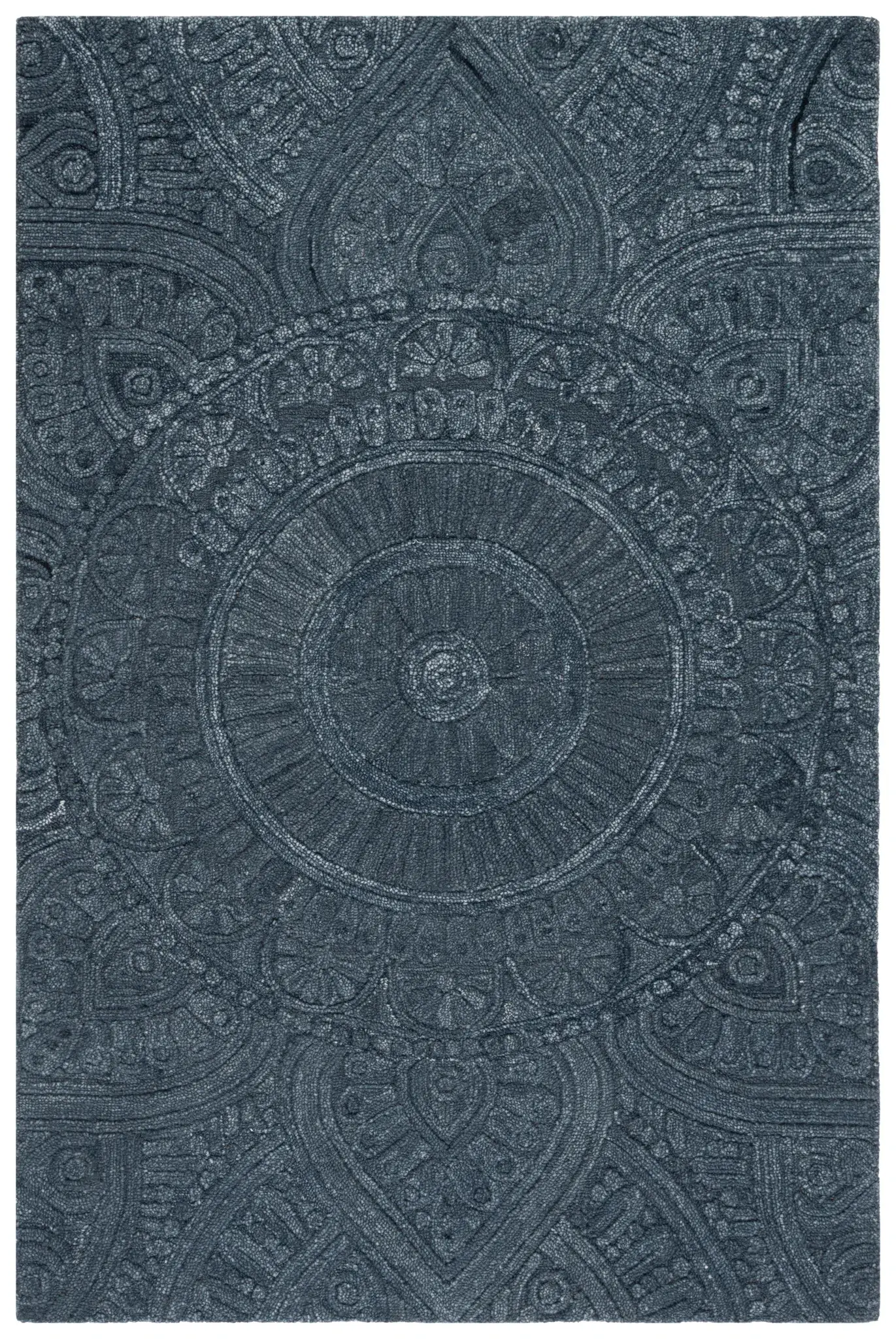 Marquee Carved Medallion Hand-Tufted Wool Rug