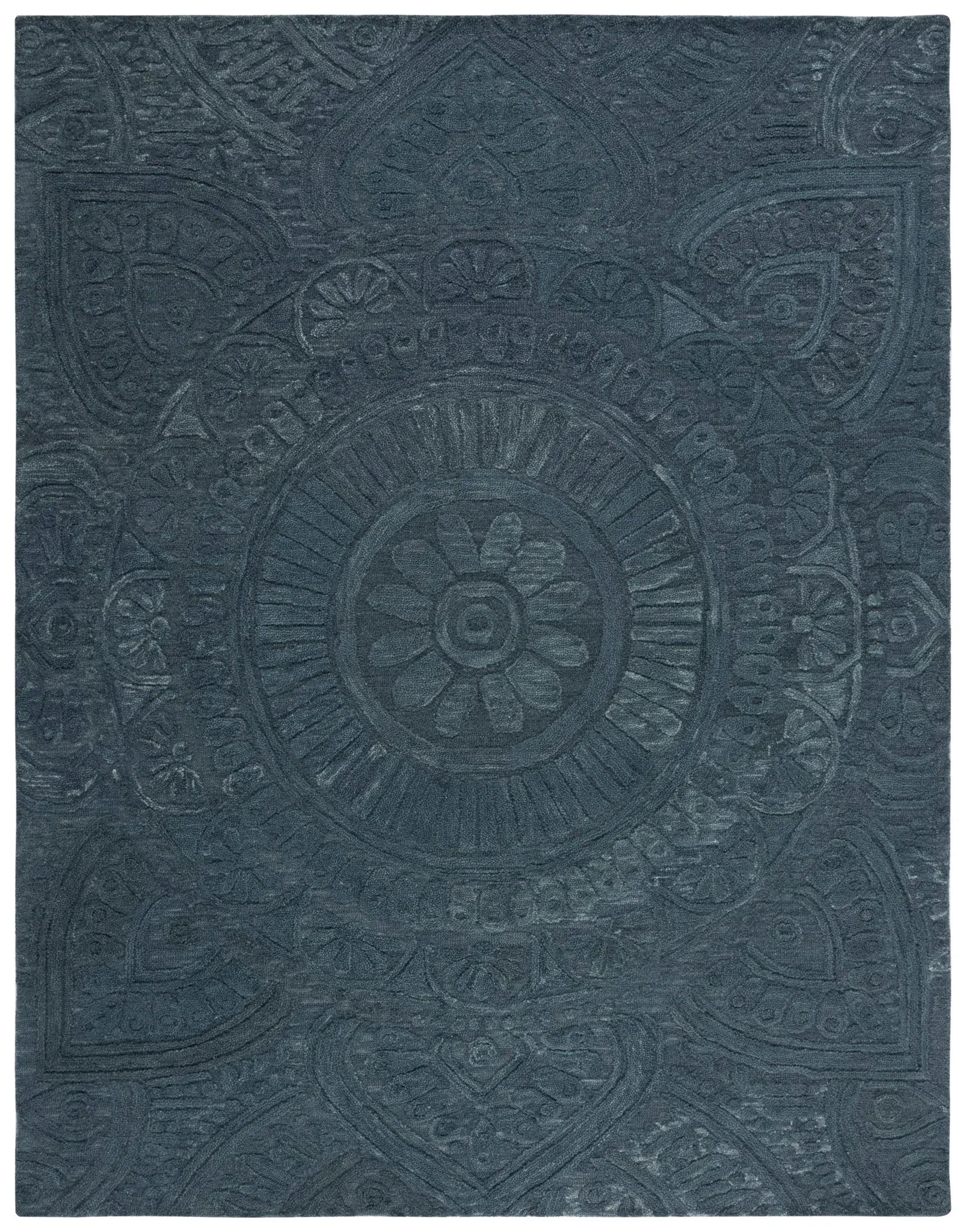 Marquee Carved Medallion Hand-Tufted Wool Rug