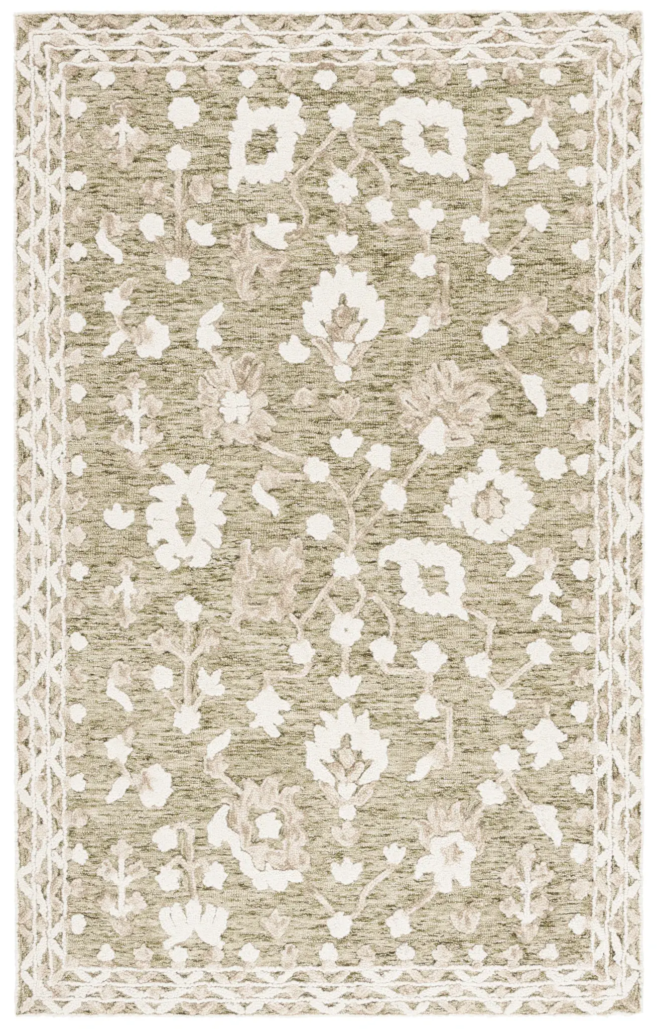 Marquee Floral Border Hand-Tufted Wool Rug