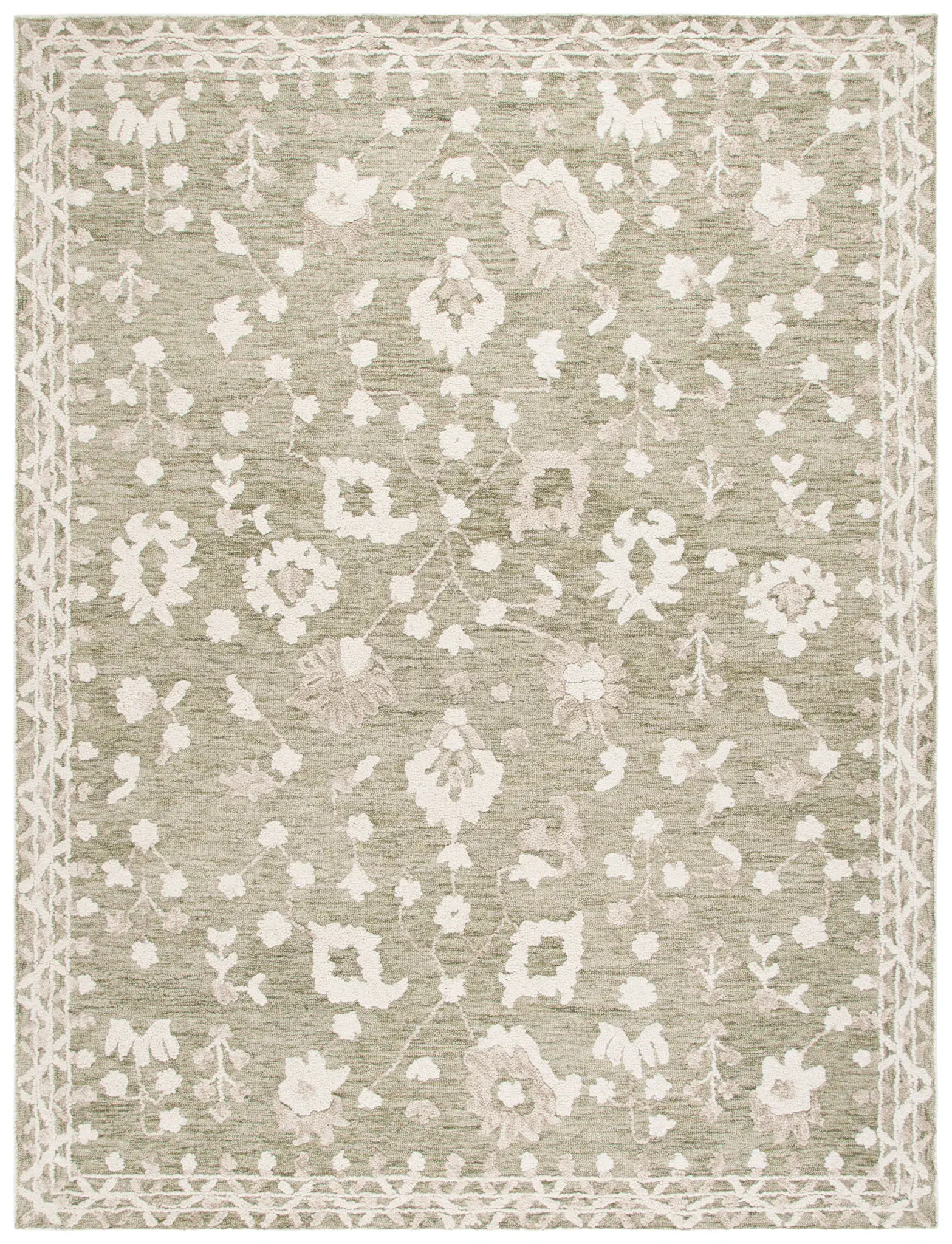 Marquee Floral Border Hand-Tufted Wool Rug