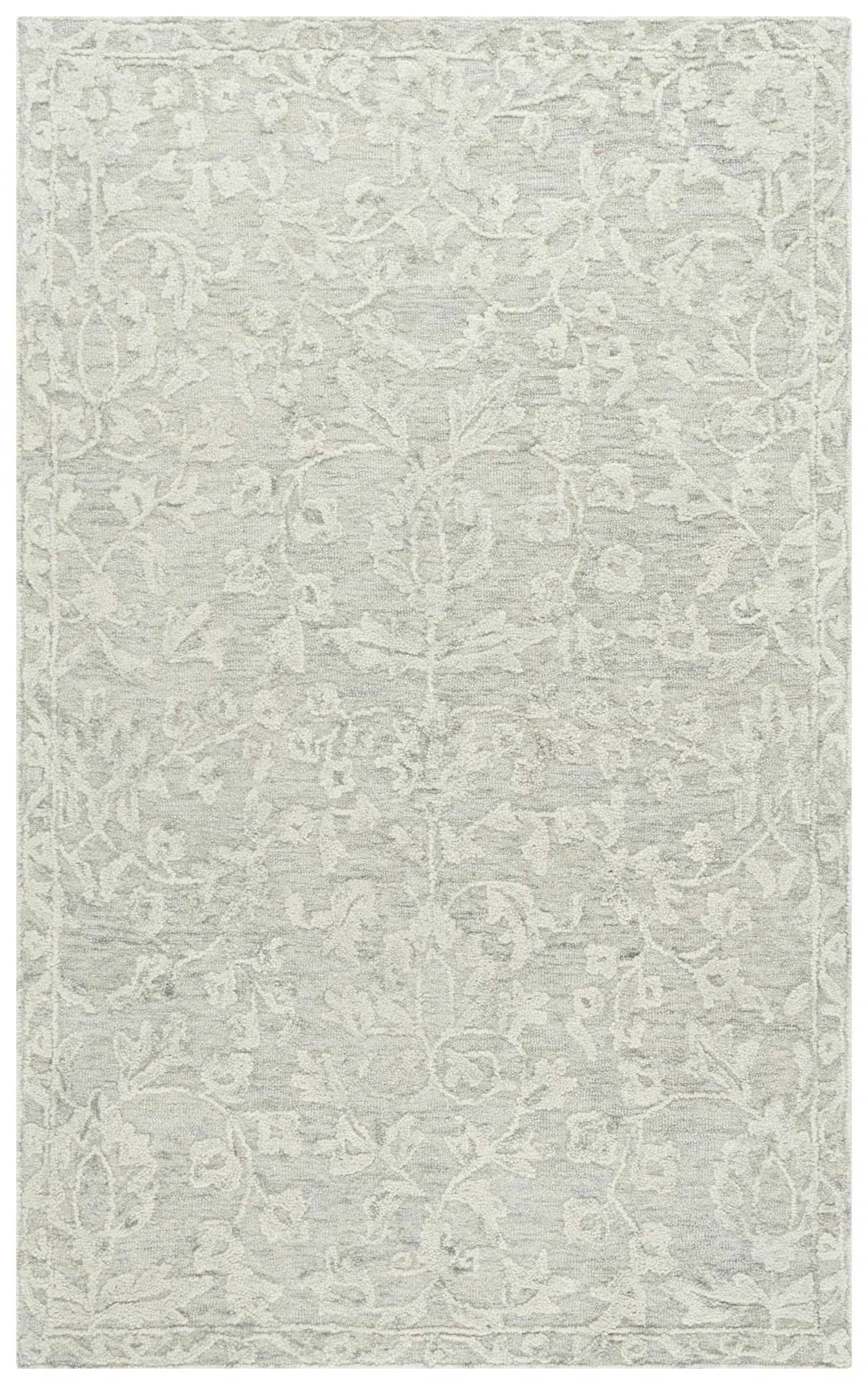 Marquee Floral Vine Bordered Hand-Tufted Rug