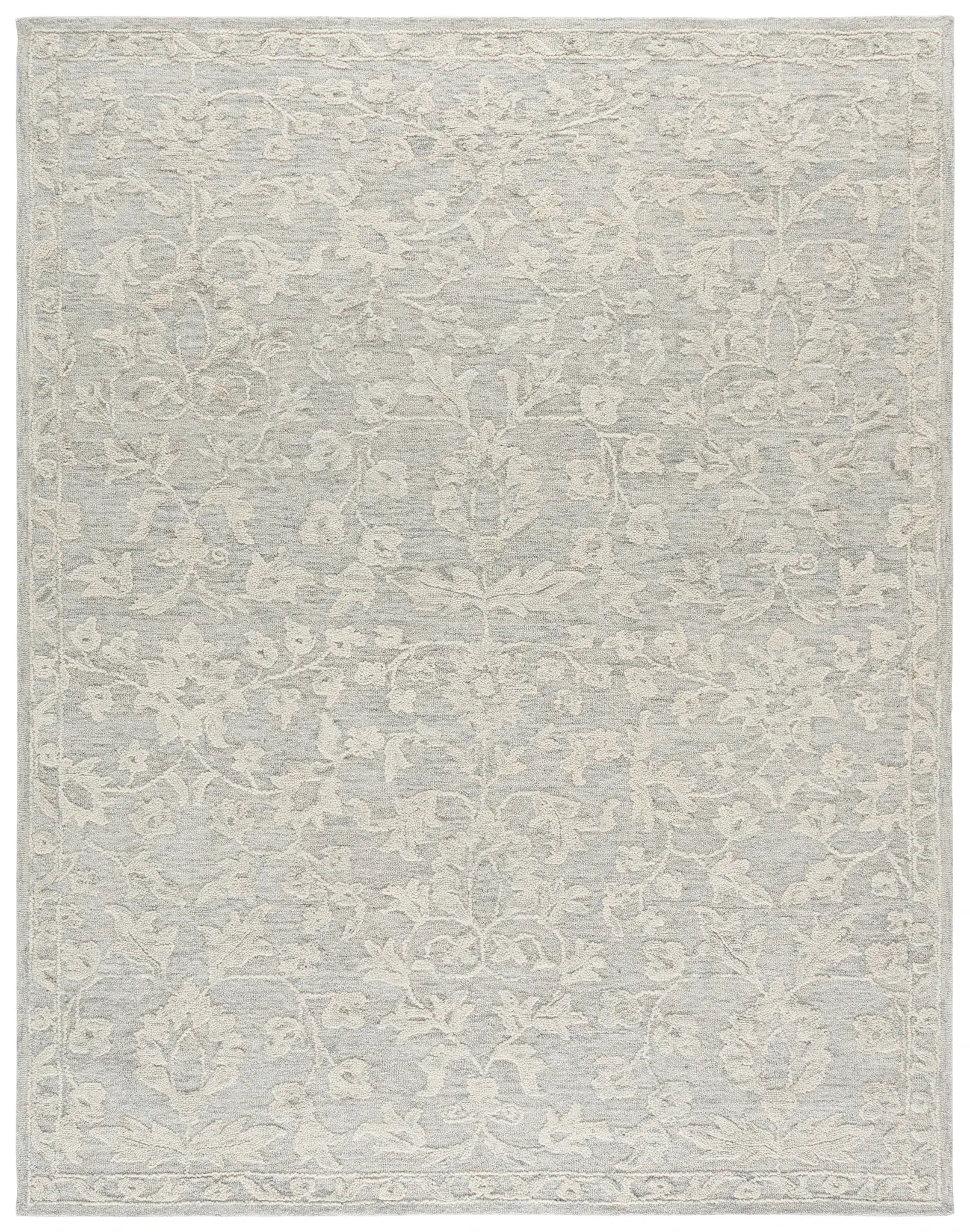 Marquee Floral Vine Bordered Hand-Tufted Rug