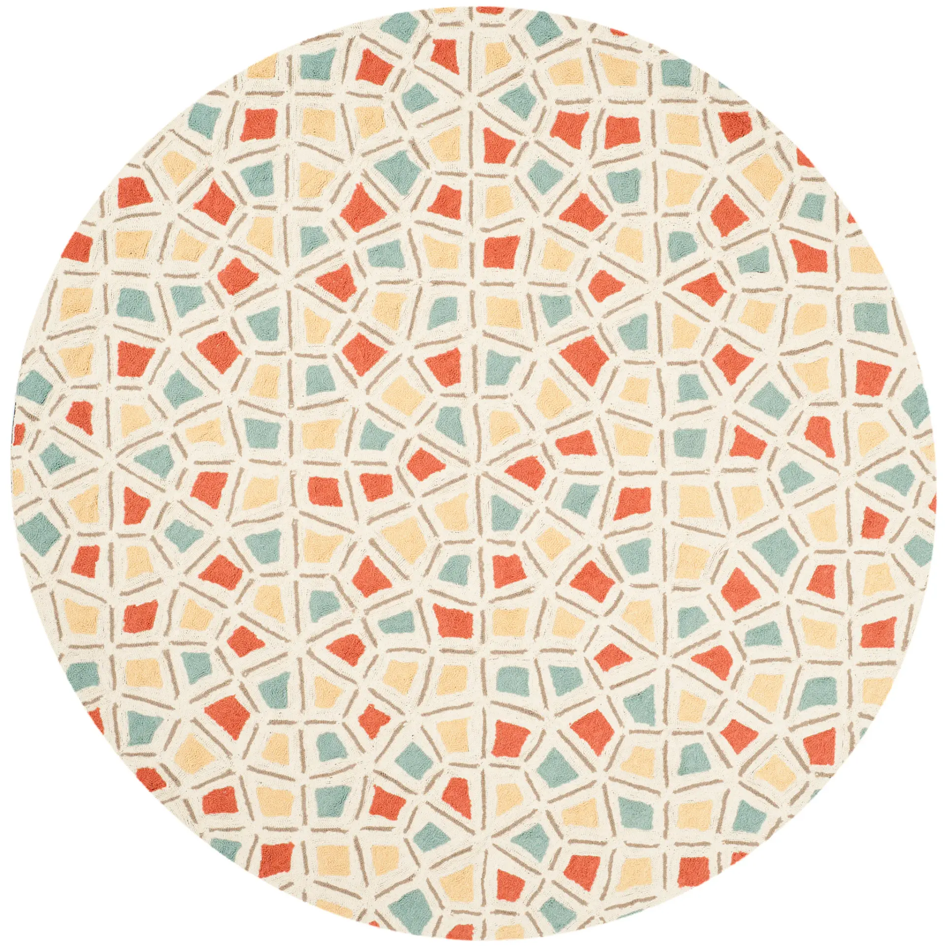 Martha Stewart Spring Wheel Mosaic Hand-Hooked Cotton Outdoor Rug