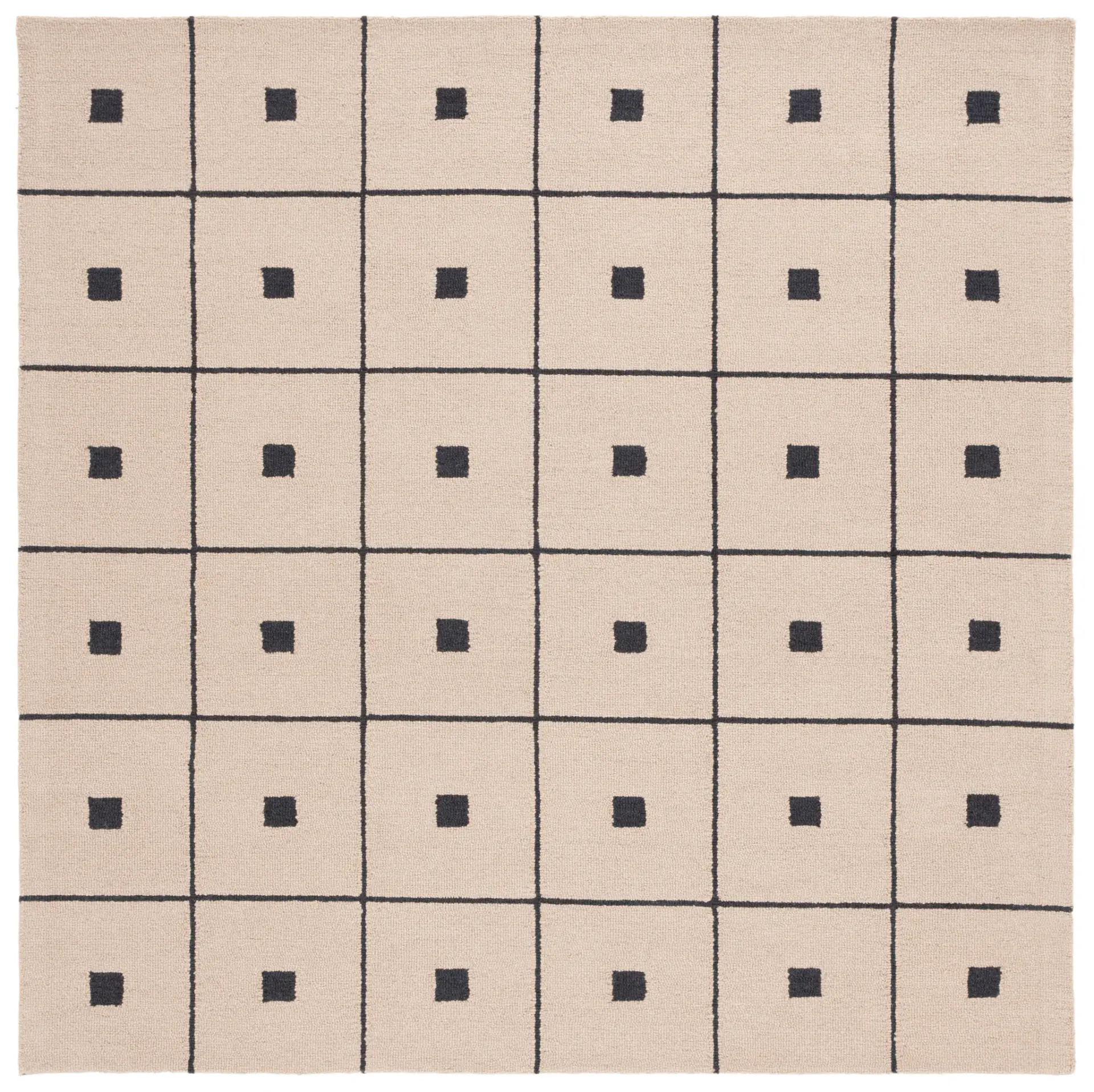Martha Stewart Grid Square Hand-Tufted Wool Rug