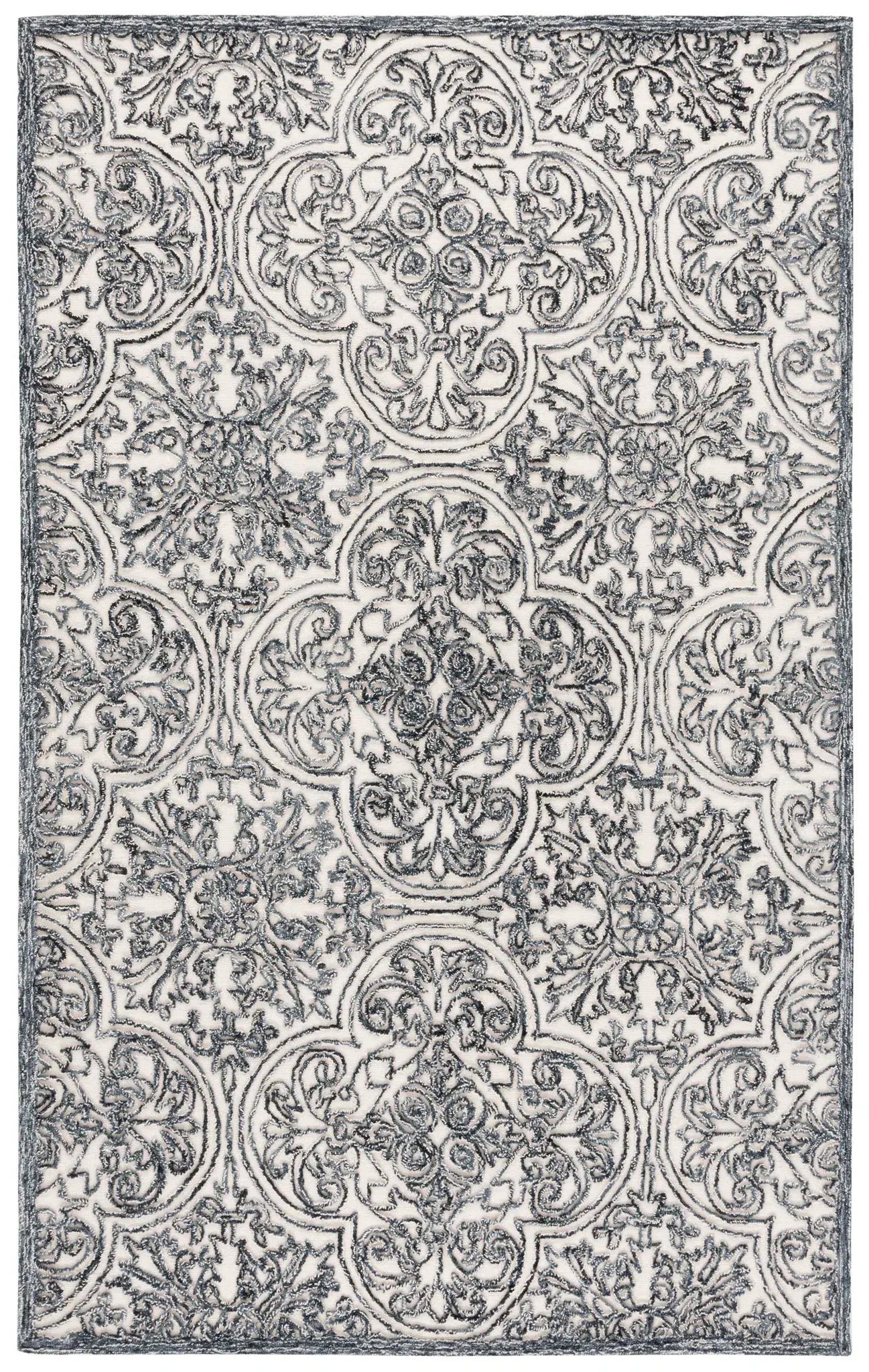 Martha Stewart Damask Tile Hand-Tufted Wool Outdoor Rug