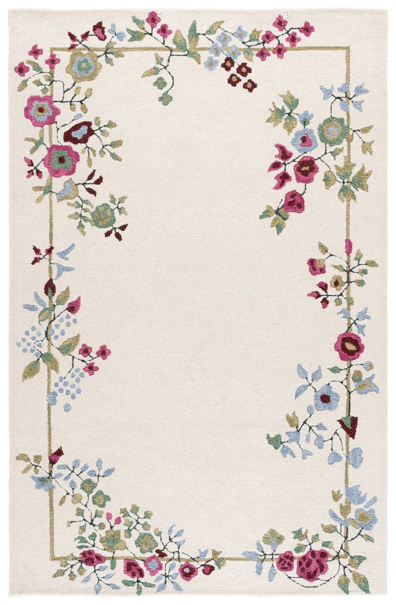 Martha Stewart Bordered Floral Hand-Tufted Wool Rug