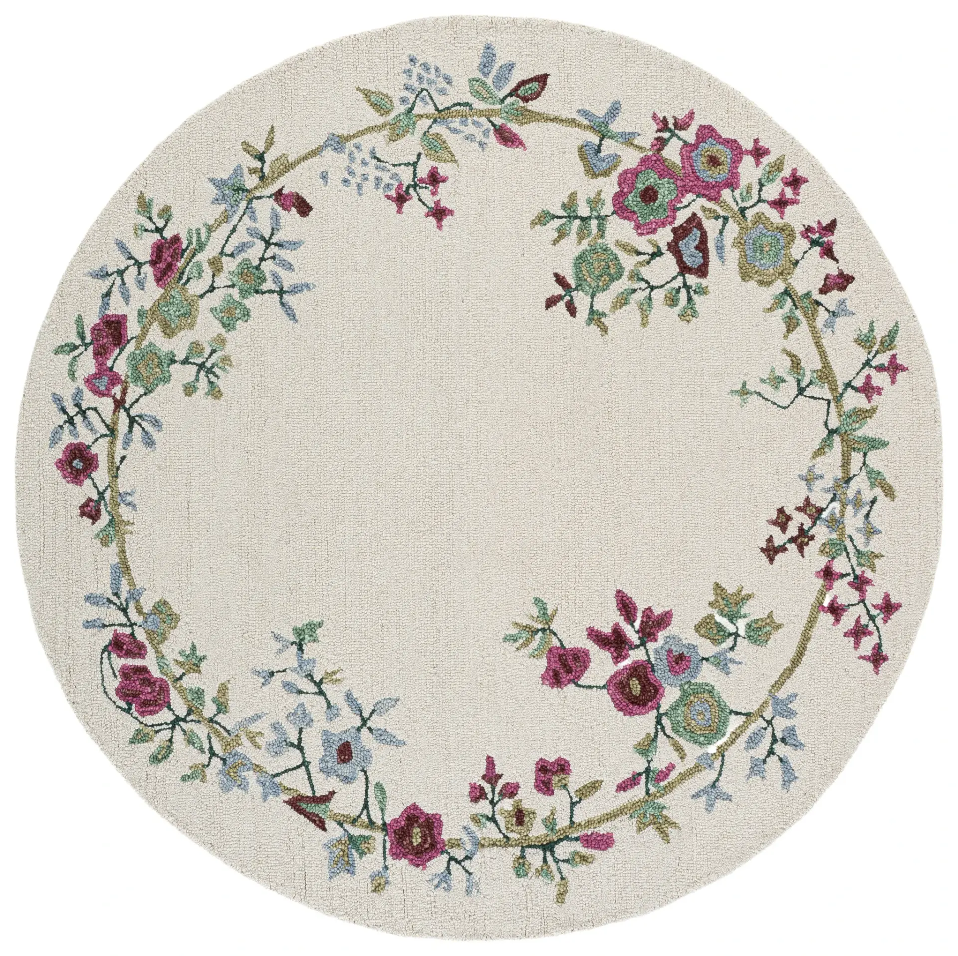 Martha Stewart Bordered Floral Hand-Tufted Wool Rug