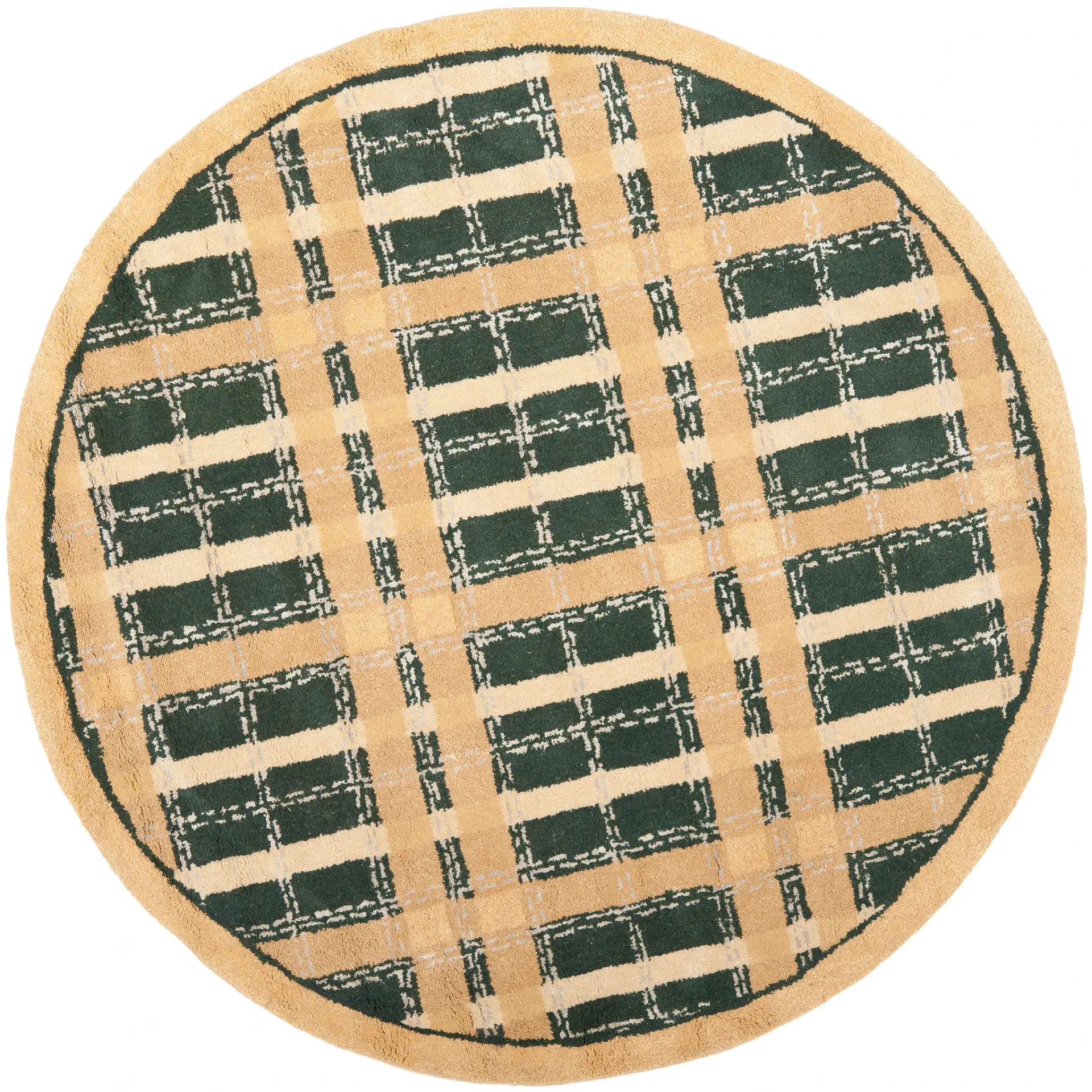 Martha Stewart Plaid Border Hand-Tufted Outdoor Rug