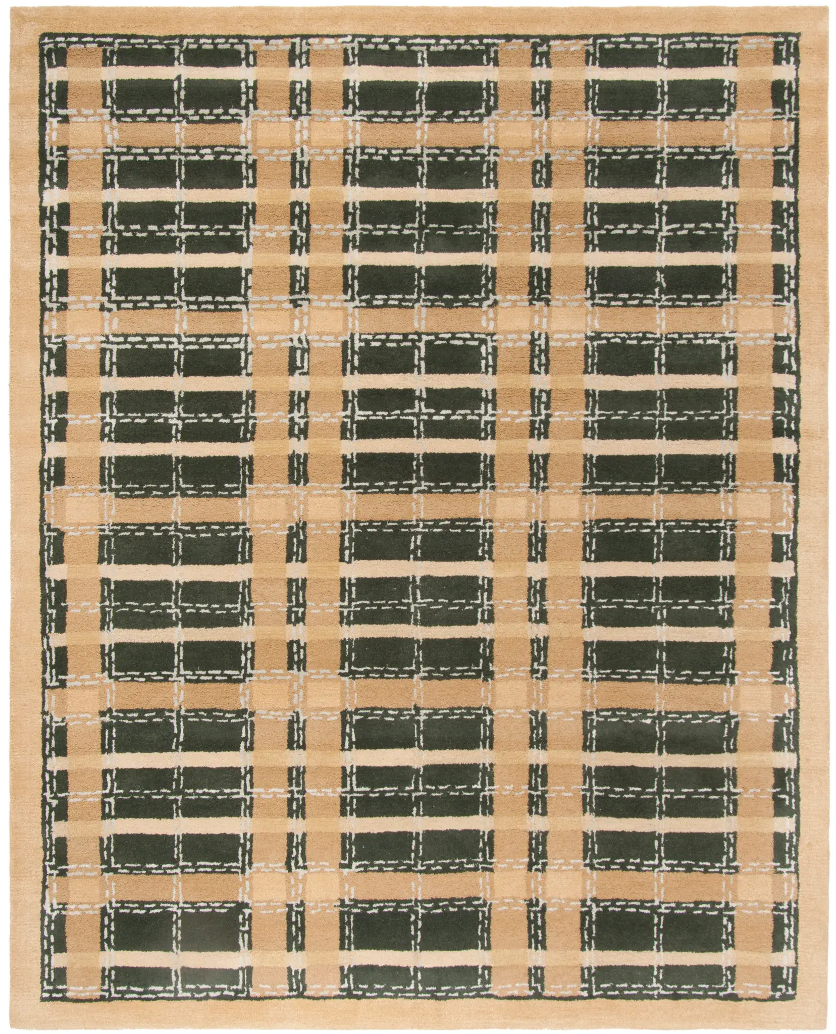 Martha Stewart Plaid Border Hand-Tufted Outdoor Rug