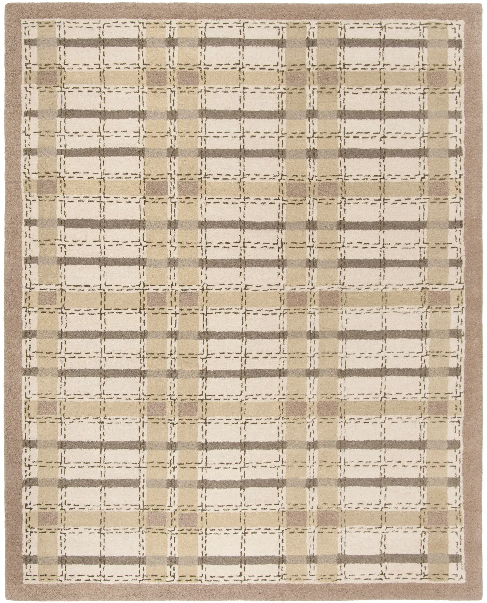 Martha Stewart Plaid Border Hand-Tufted Outdoor Rug