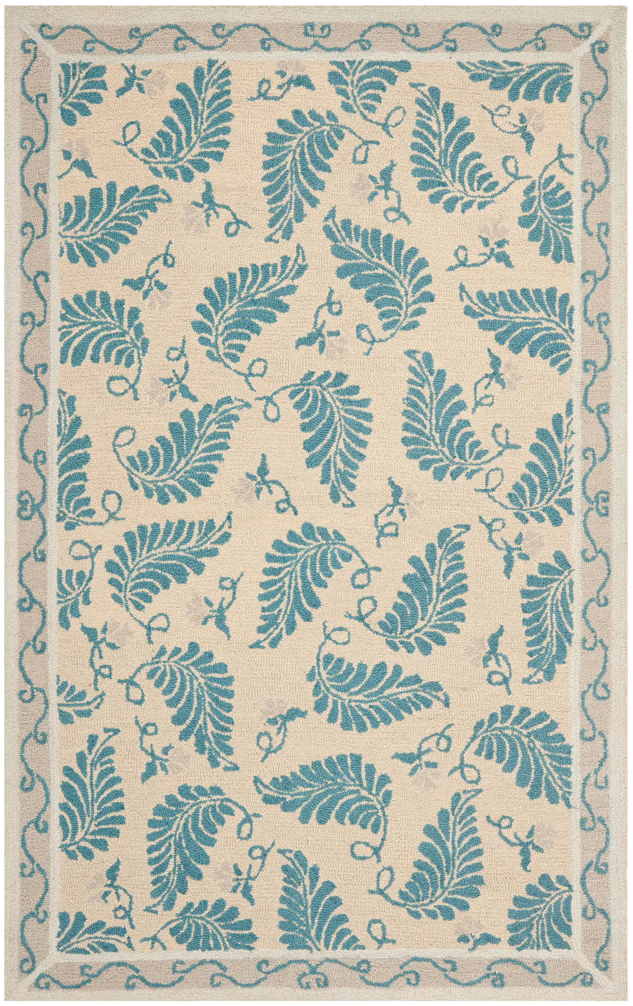 Martha Stewart Fern Border Hand-Tufted Wool Outdoor Rug