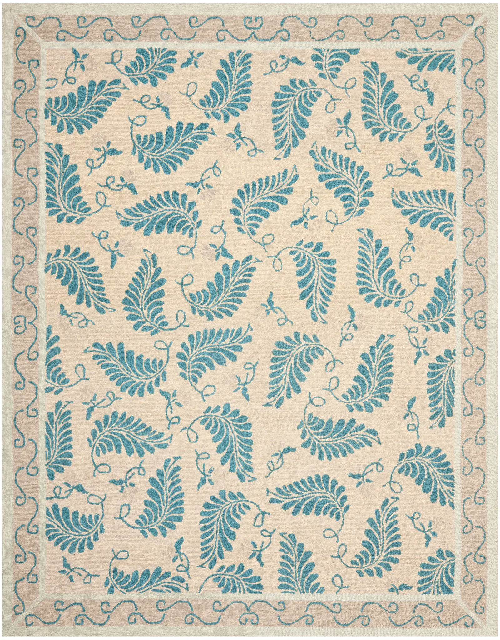 Martha Stewart Fern Border Hand-Tufted Wool Outdoor Rug