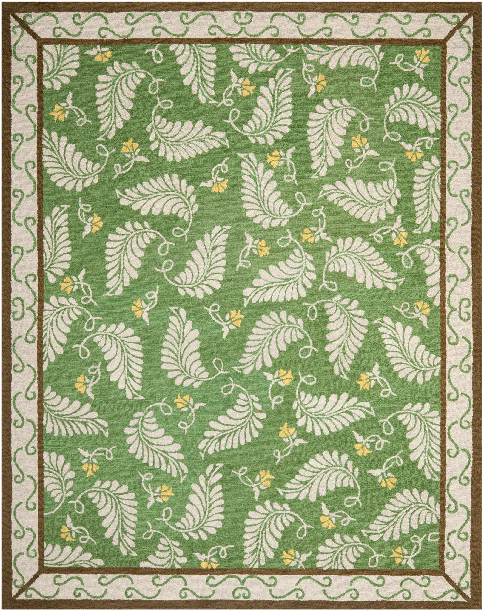 Martha Stewart Fern Border Hand-Tufted Wool Outdoor Rug