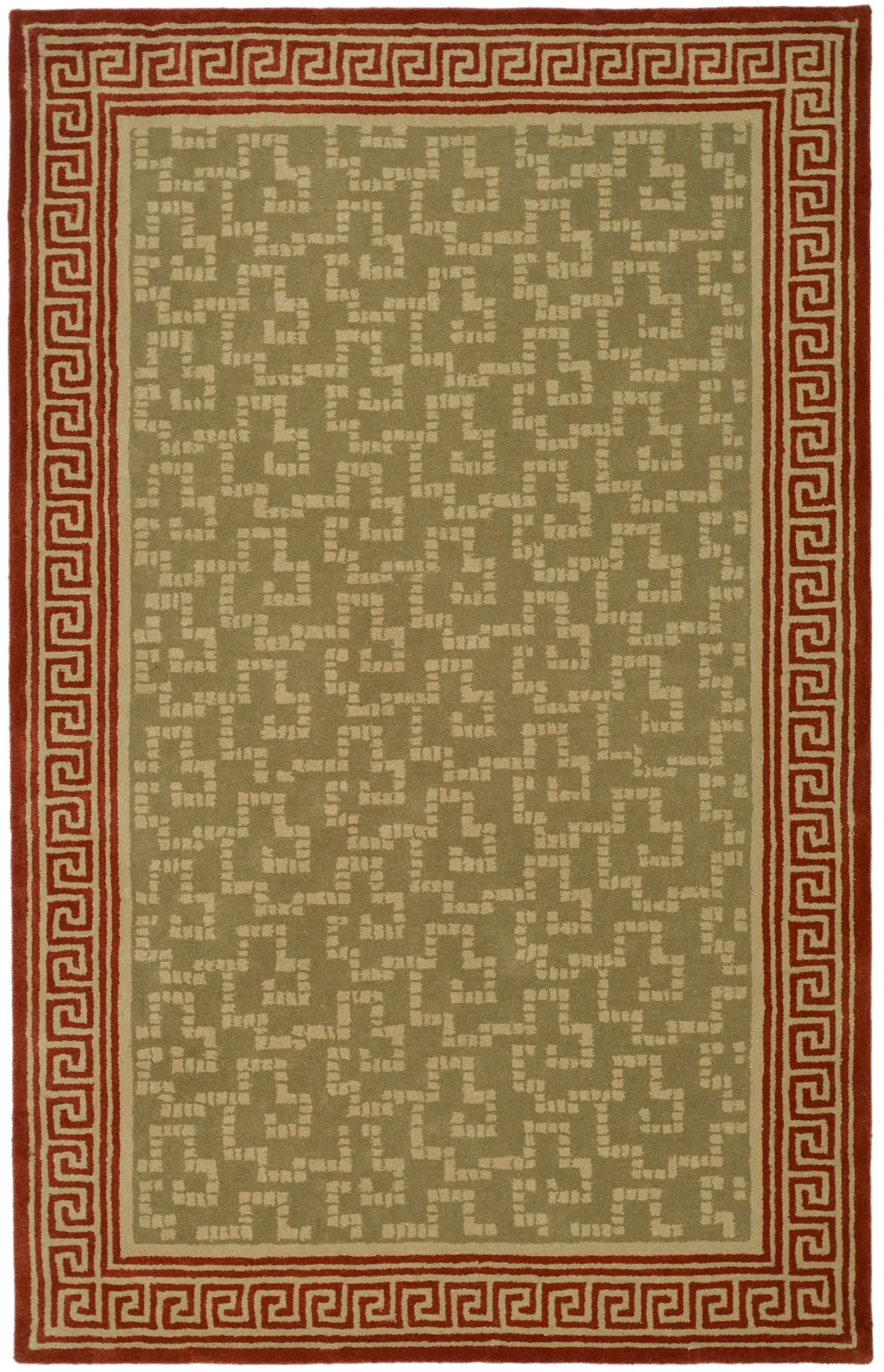 Martha Stewart Key Border Hand-Tufted Wool Outdoor Rug