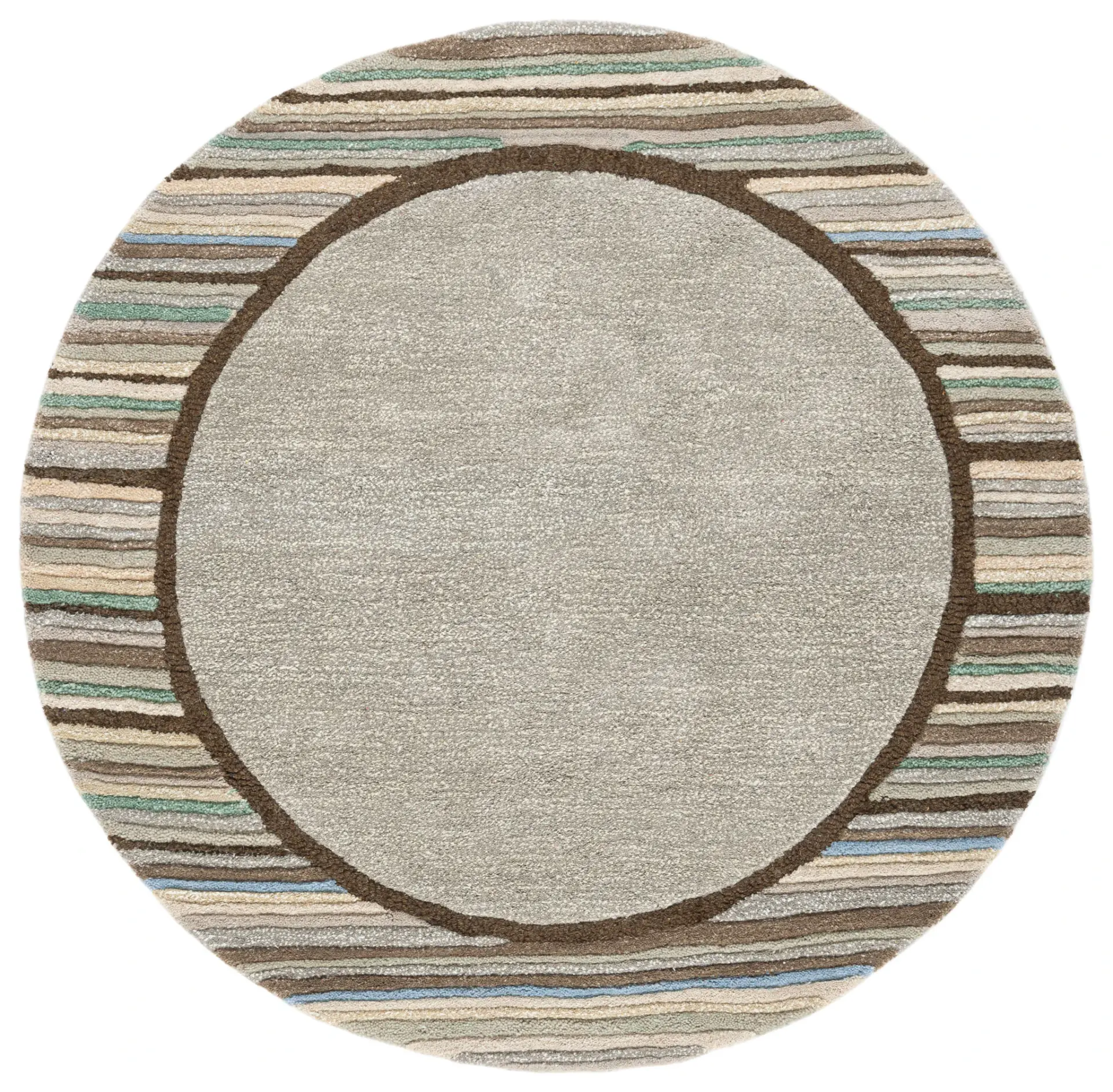 Martha Stewart Striped Border Hand-Tufted Outdoor Rug