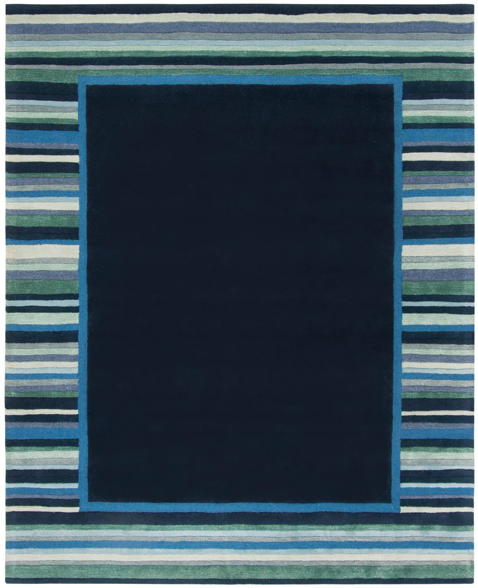 Martha Stewart Striped Border Hand-Tufted Outdoor Rug