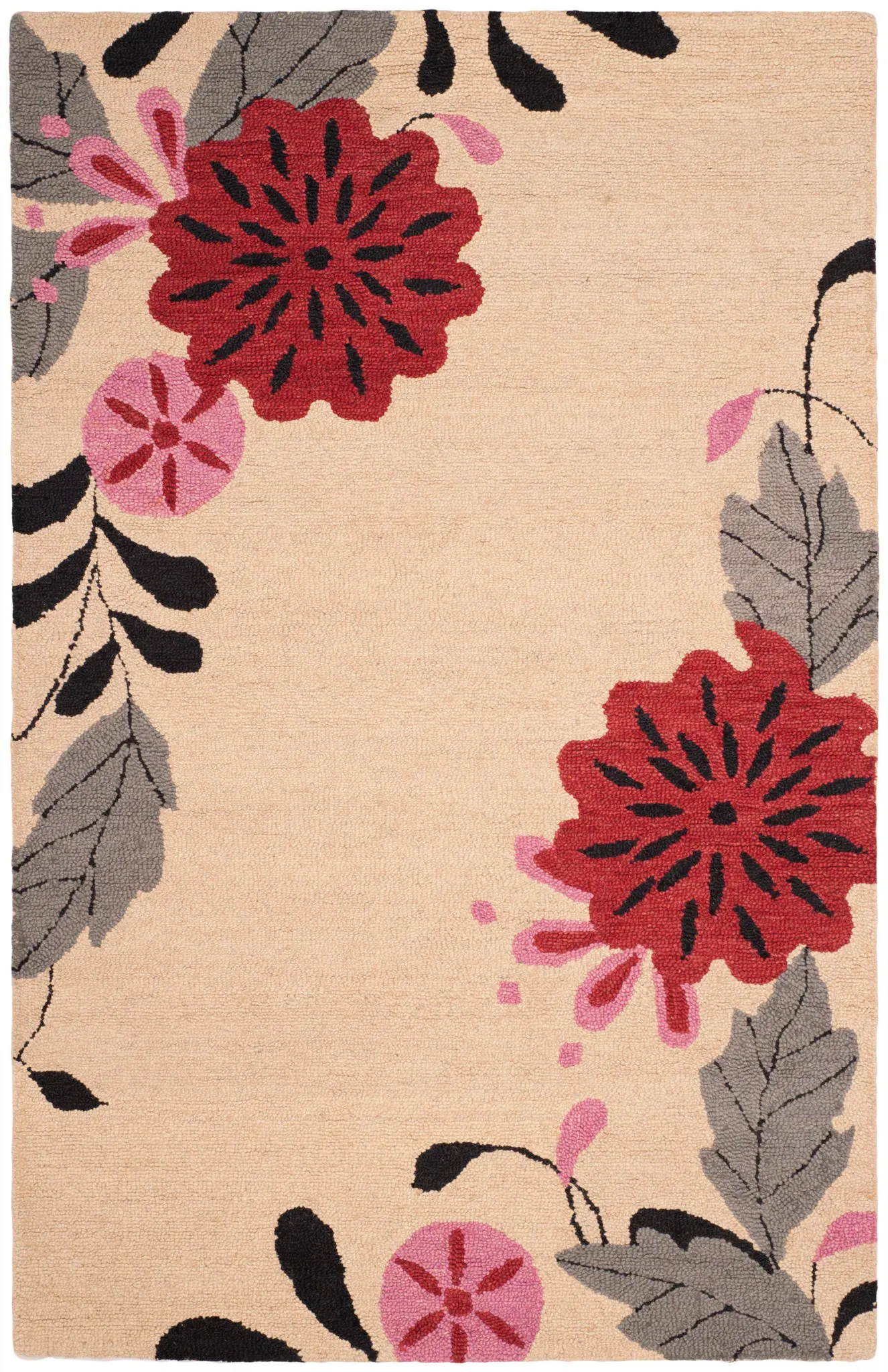 Martha Stewart Framed Floral Hand-Tufted Wool Outdoor Rug