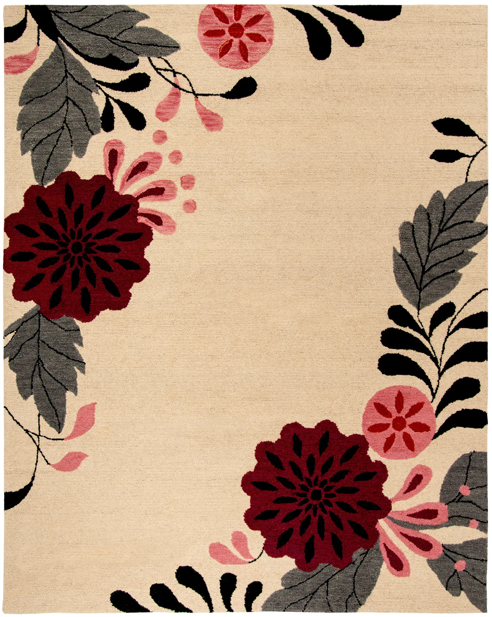 Martha Stewart Framed Floral Hand-Tufted Wool Outdoor Rug