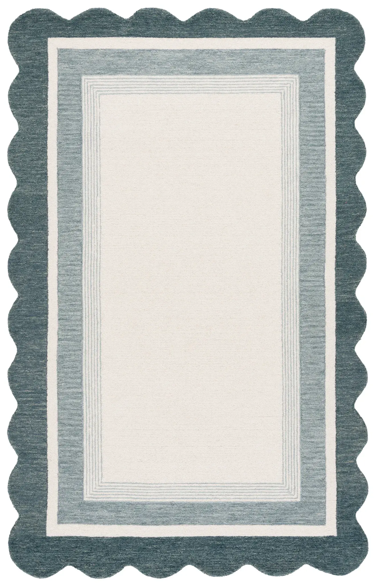 Martha Stewart Scallop Border Hand-Tufted Wool Outdoor Rug
