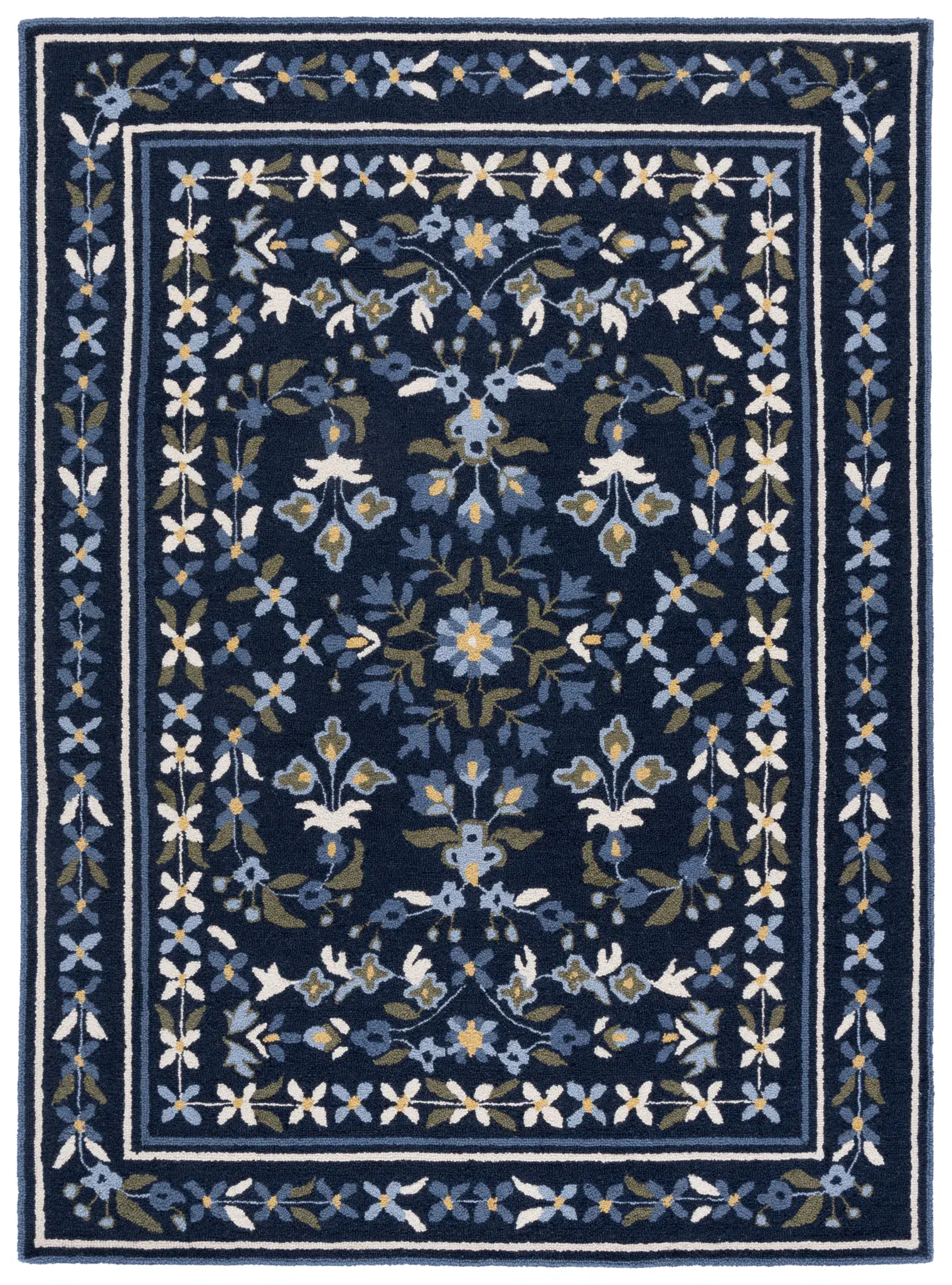 Martha Stewart Traditional Floral Hand-Tufted Wool Outdoor Rug