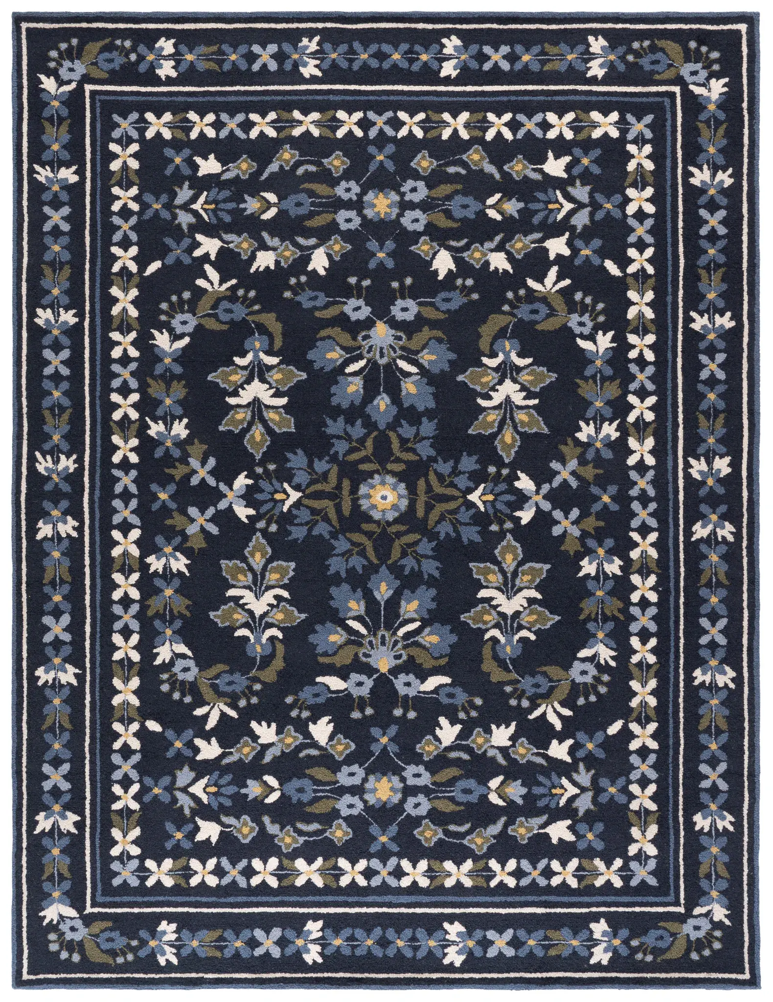 Martha Stewart Traditional Floral Hand-Tufted Wool Outdoor Rug