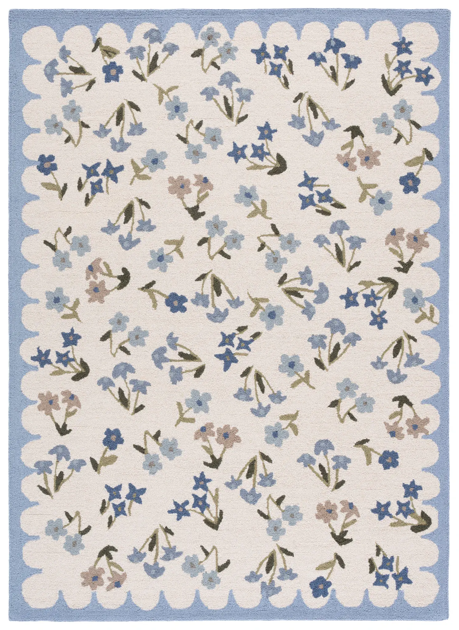 Martha Stewart Scalloped Floral Hand-Tufted Wool Outdoor Rug