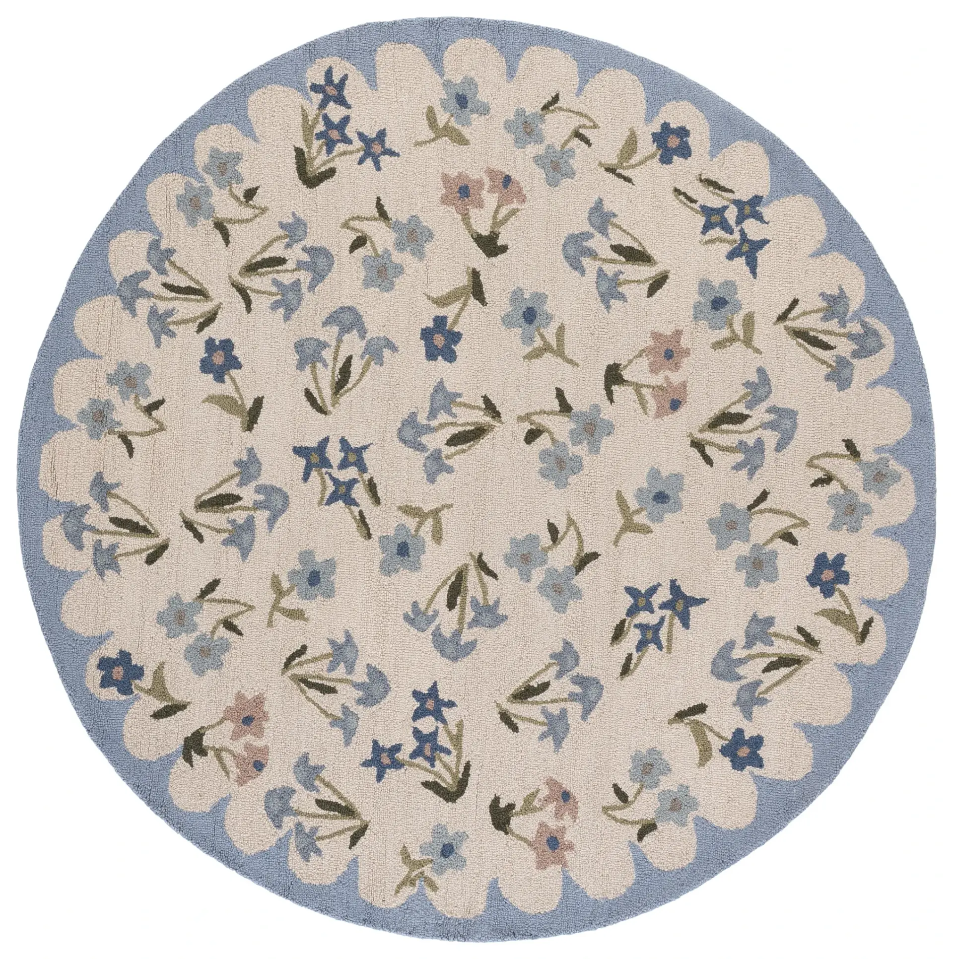 Martha Stewart Scalloped Floral Hand-Tufted Wool Outdoor Rug