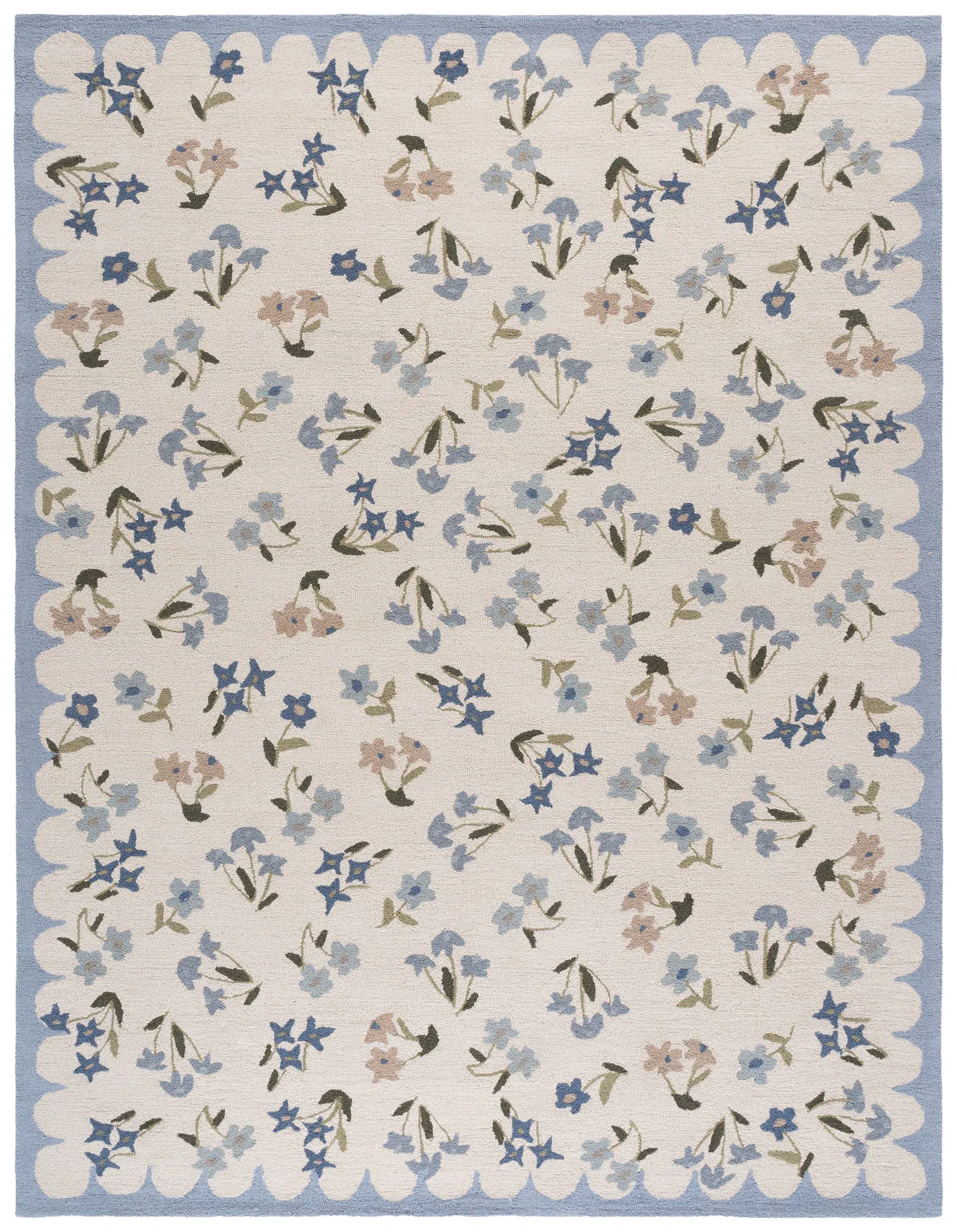 Martha Stewart Scalloped Floral Hand-Tufted Wool Outdoor Rug