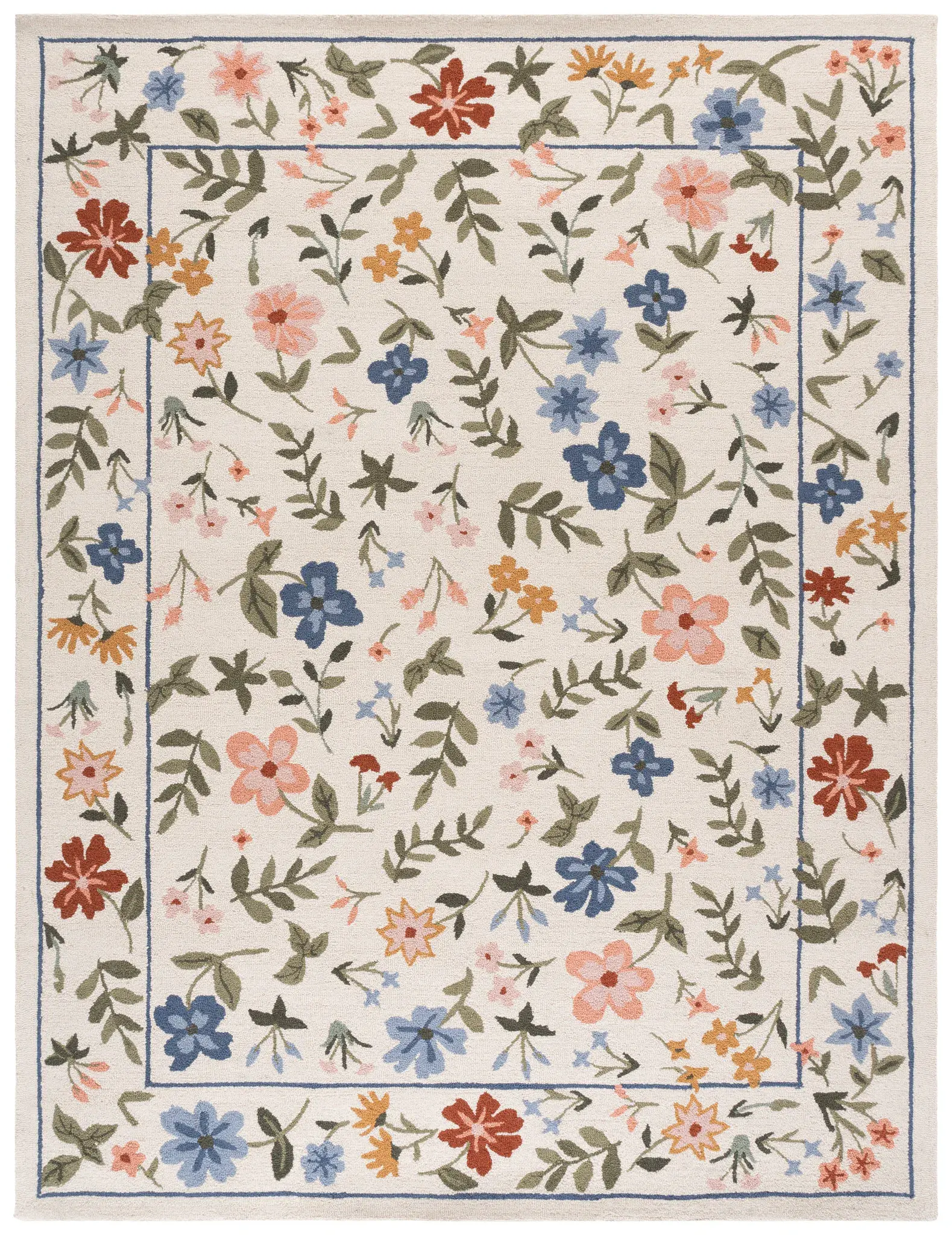Martha Stewart Botanical Floral Hand-Tufted Wool Outdoor Rug