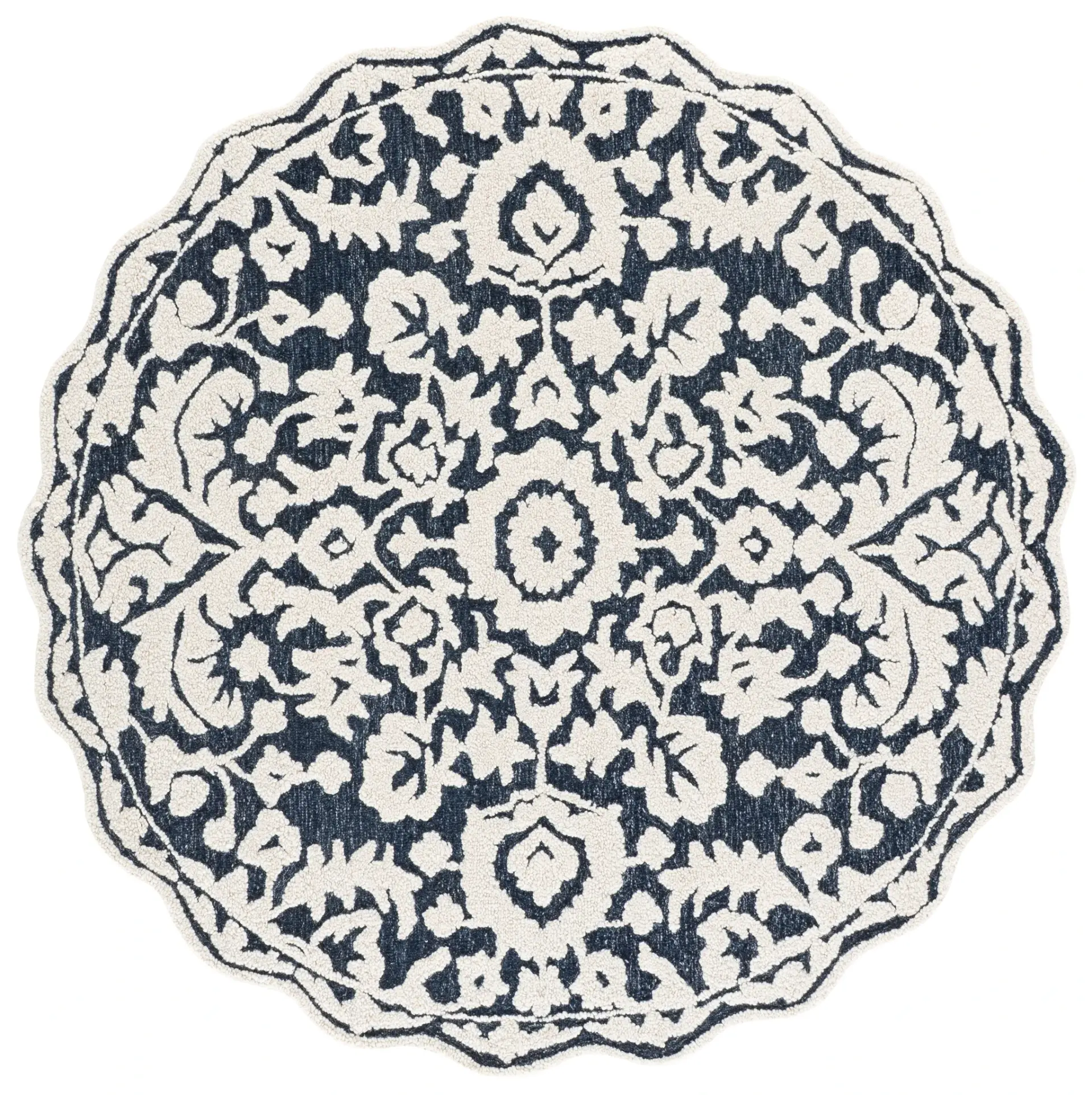 Martha Stewart Damask Floral Hand-Tufted Wool Rug