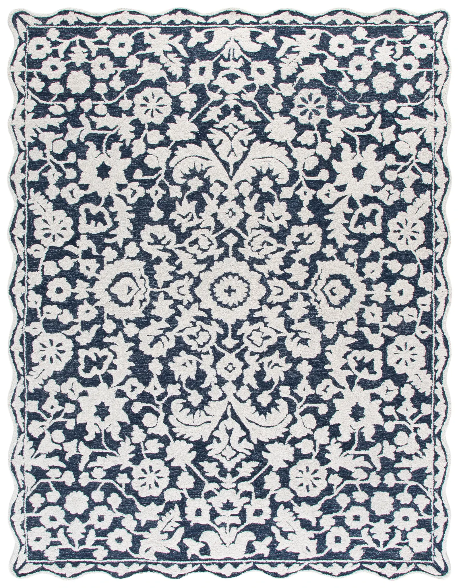 Martha Stewart Damask Floral Hand-Tufted Wool Rug