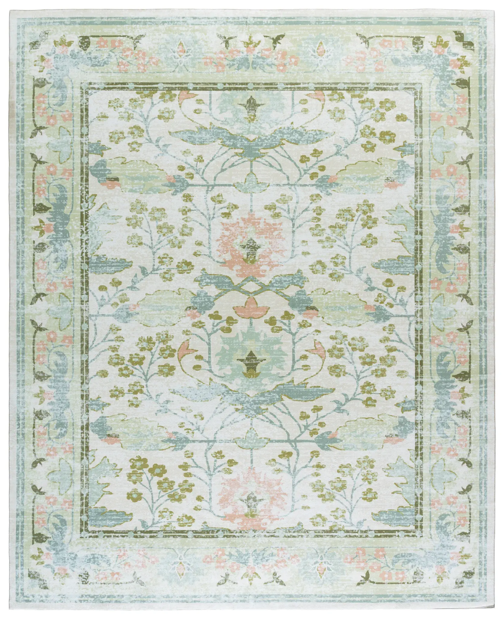 Martha Stewart Botanical Vine Bordered Washable Rug