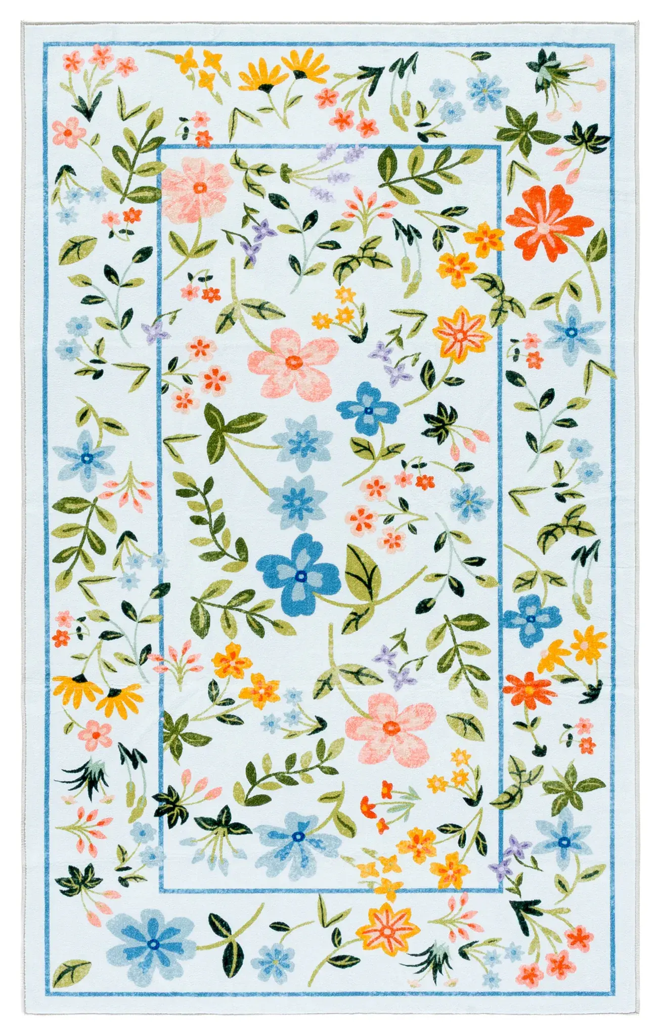 Martha Stewart Bordered Floral Washable Rug