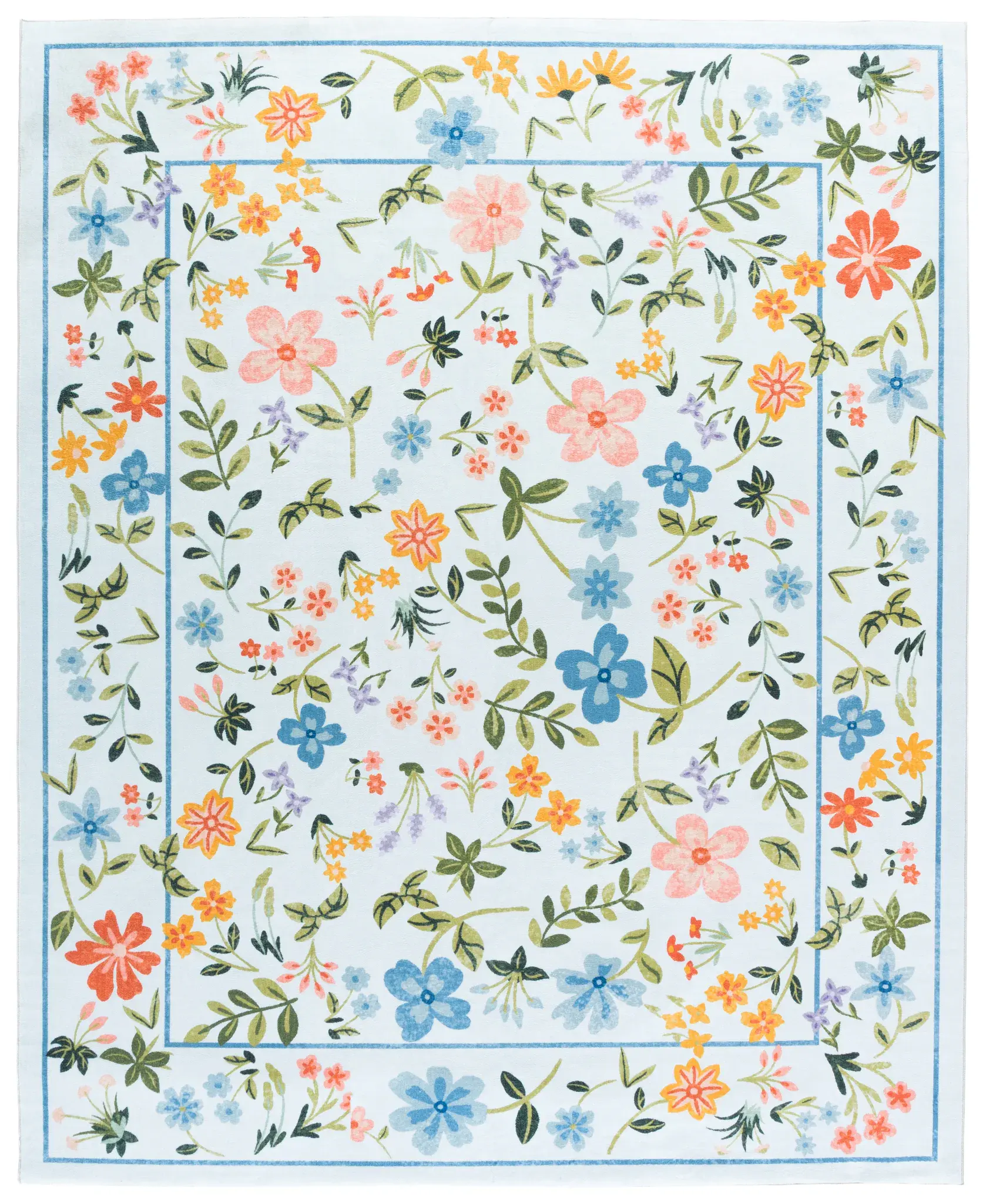 Martha Stewart Bordered Floral Washable Rug
