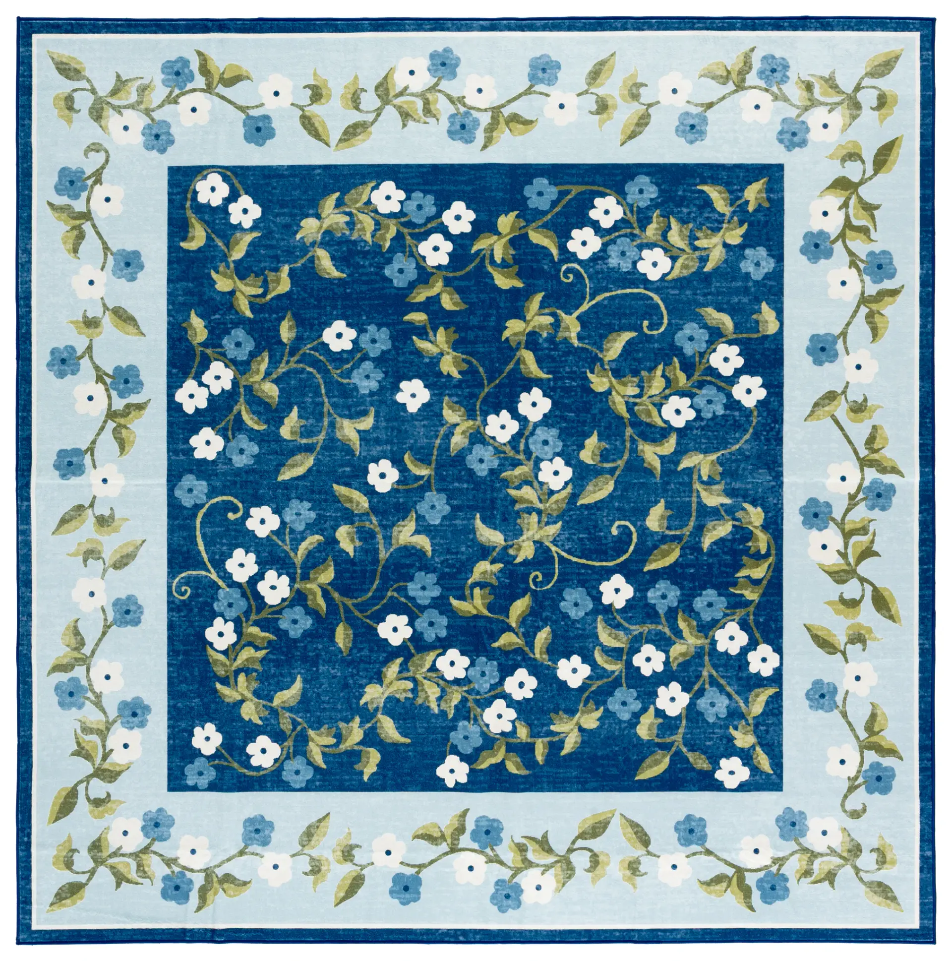 Martha Stewart Floral Vine Border Washable Rug