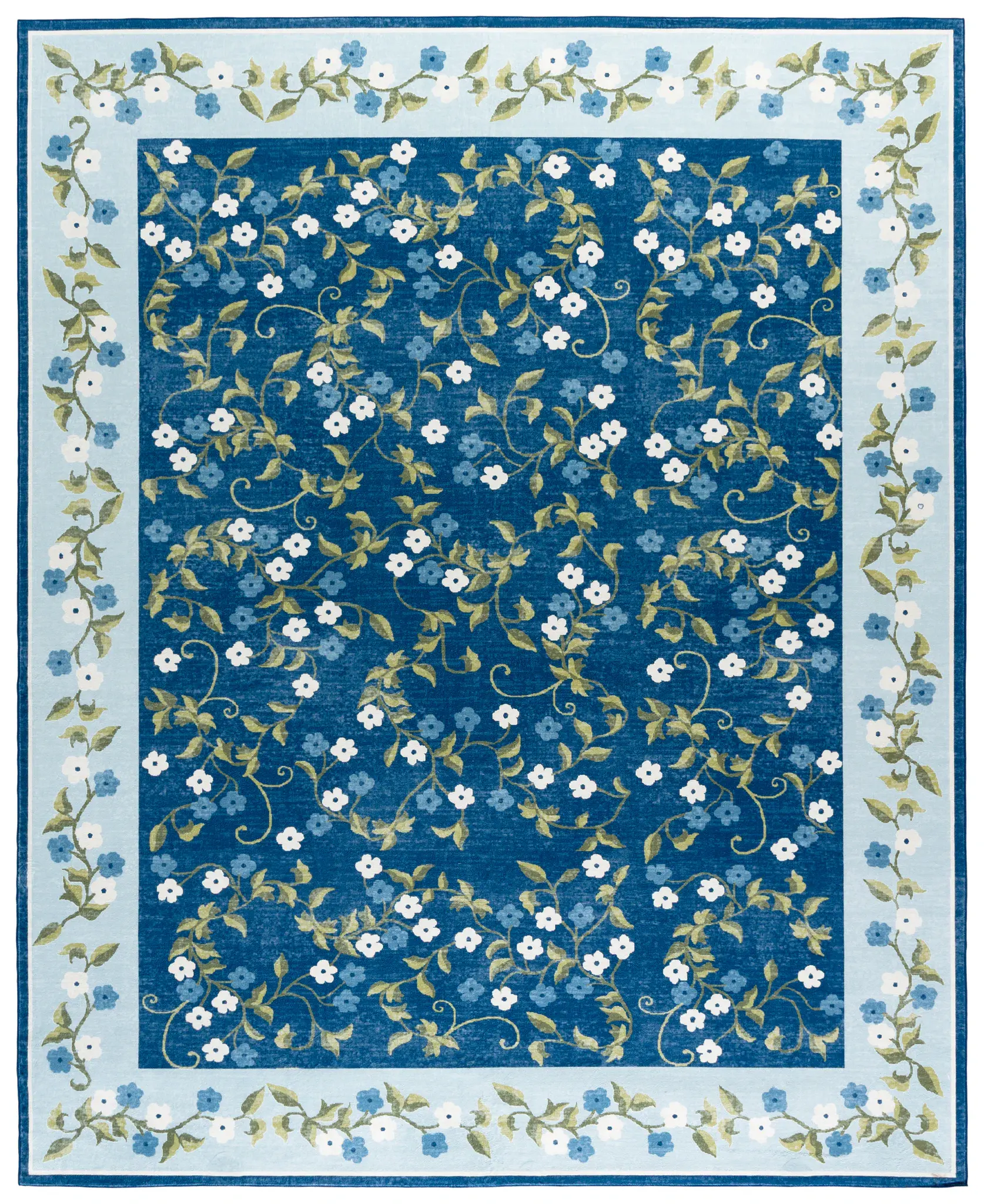 Martha Stewart Floral Vine Border Washable Rug