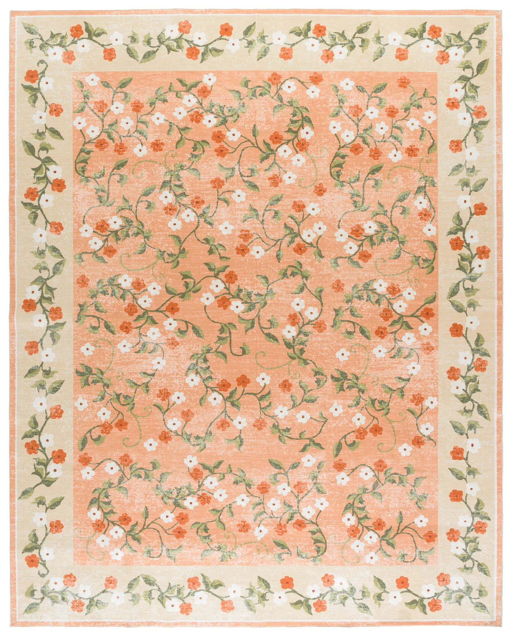 Martha Stewart Floral Vine Border Washable Rug
