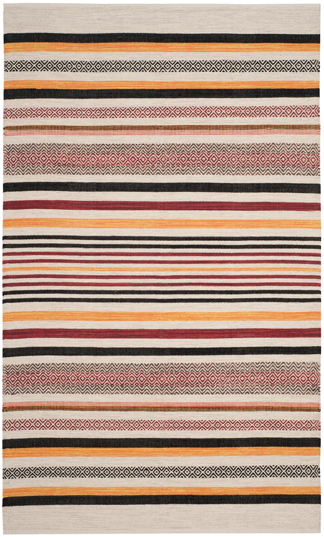 Montauk Varied Stripe Diamond Hand-Woven Cotton Rug
